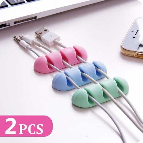 Bakeey™ 2-Pack TPU Cable Clips - Cable Holder & Cord Organizer for Desk, Headphone Stand - Perfect for Office, Home & Gaming Setup