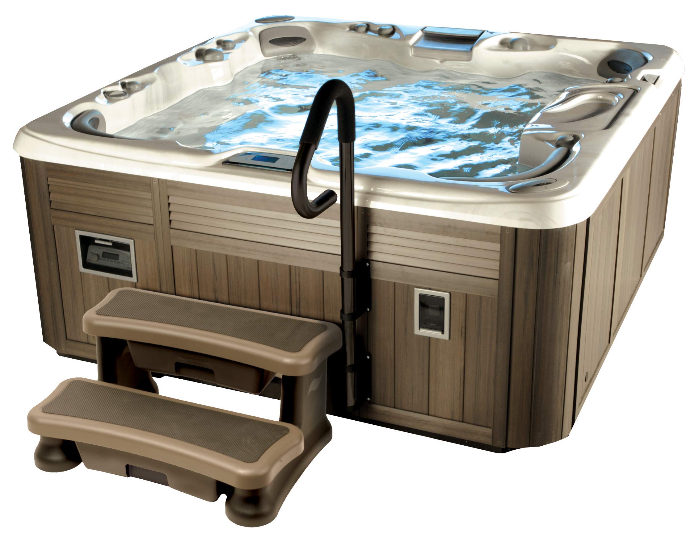 Hot Tub Safety Rail - Black (HTCPSTR-BLK/STR-BLK) | Non-Slip Spa Accessories for Outdoor Relaxation & Poolside Safety