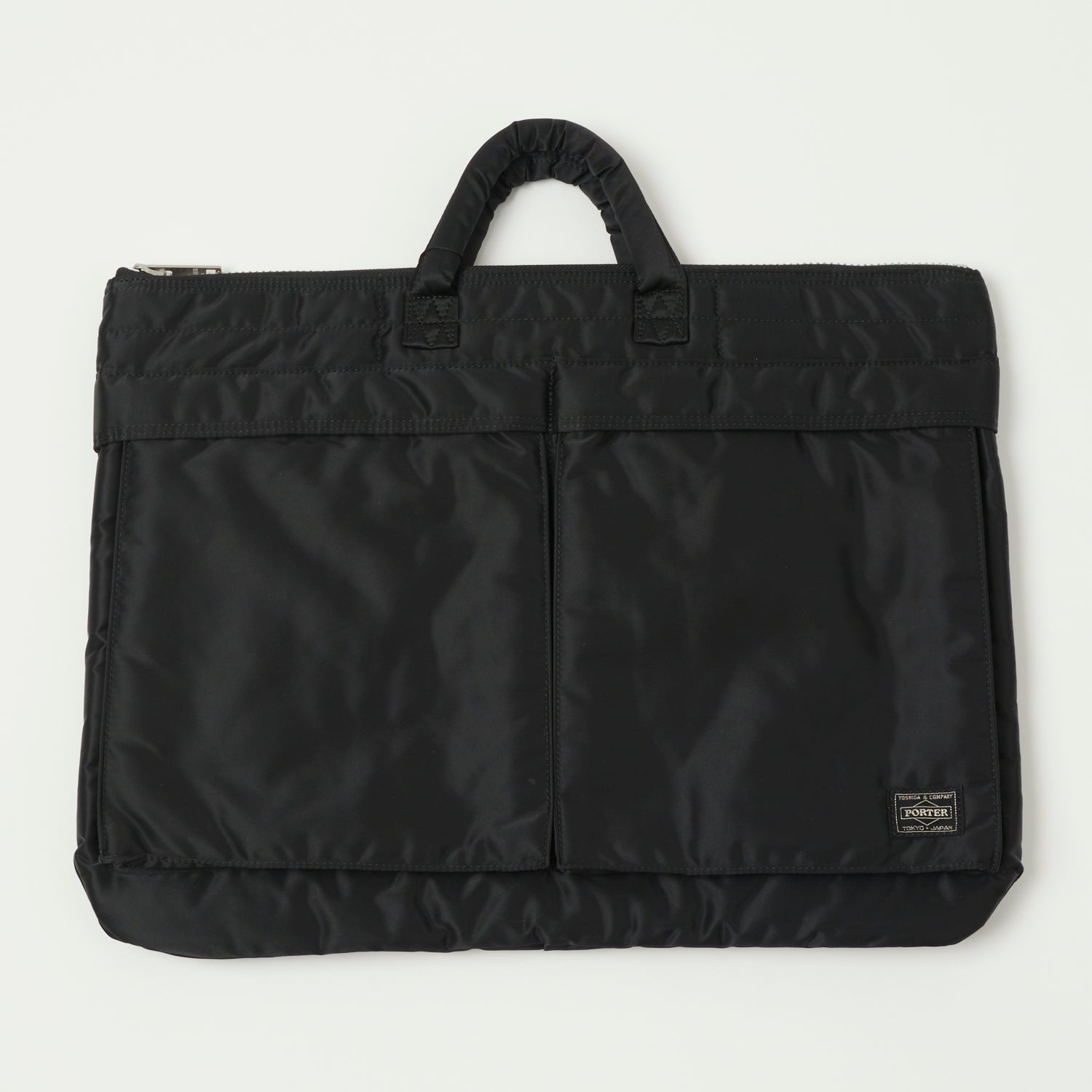 Porter Yoshida & Co. Large Tanker Short Helmet Bag - Durable Black Nylon Travel Duffel for Motorcycle Gear & Outdoor Adventures