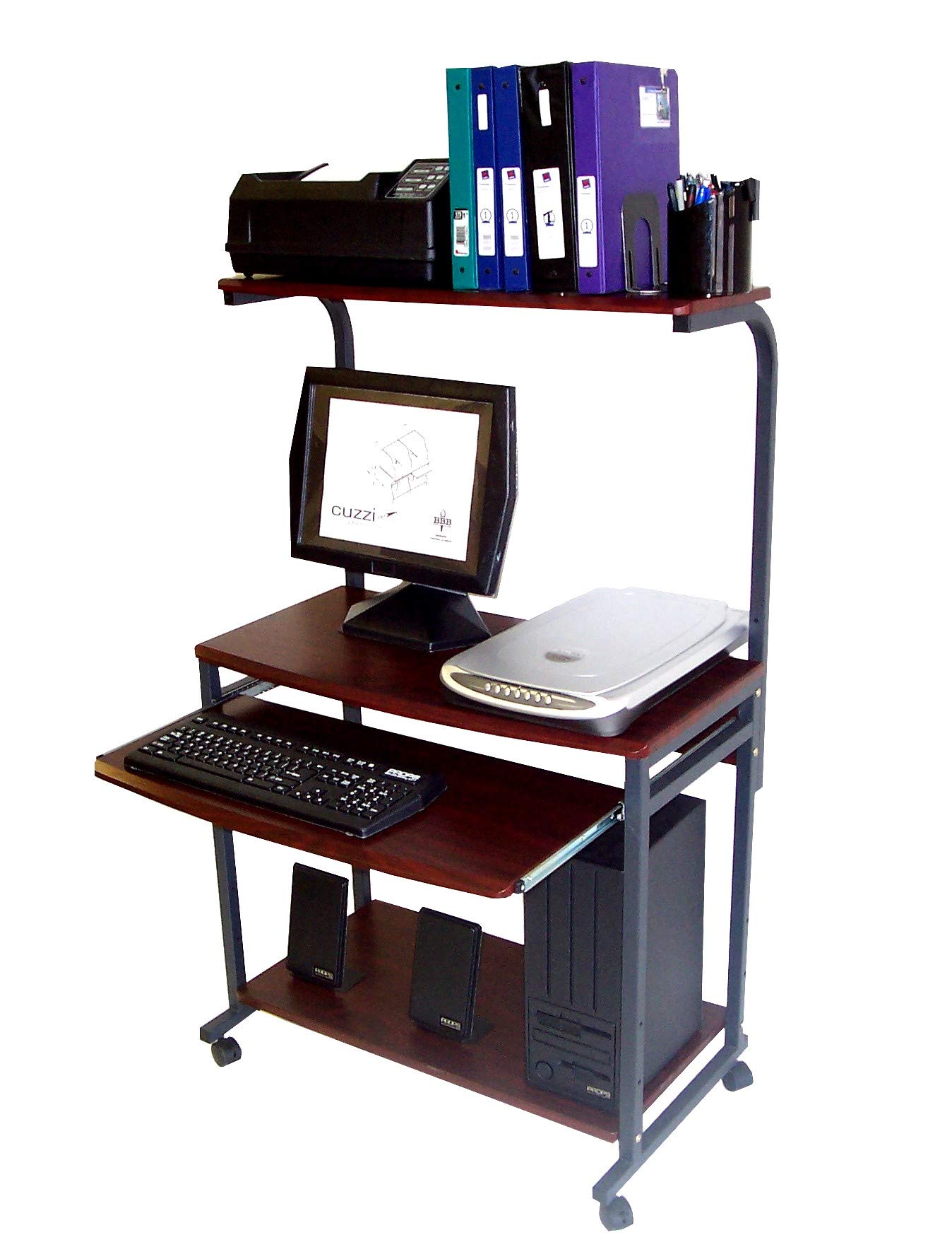 Compact Mobile Computer Desk with Printer Shelf - 18