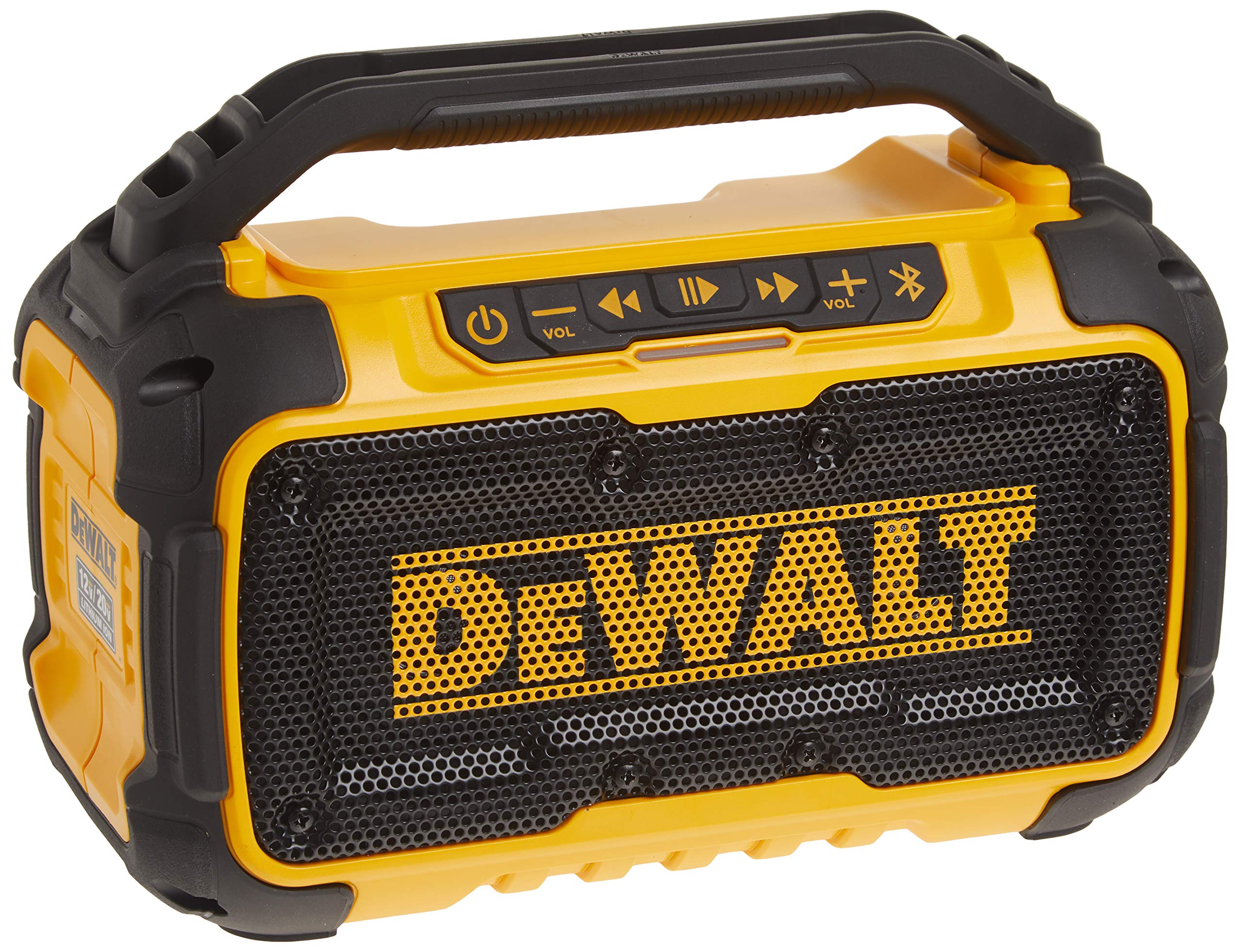 DEWALT 20V MAX Bluetooth Speaker with Battery Pack and Charger - Portable Jobsite Speaker for Construction, Outdoor Work & Camping