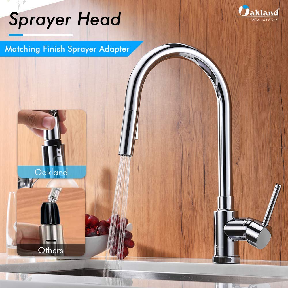 Chrome Kitchen Faucet with Pull Down Sprayer - High Arc Brass Sink Faucet for Modern Kitchens