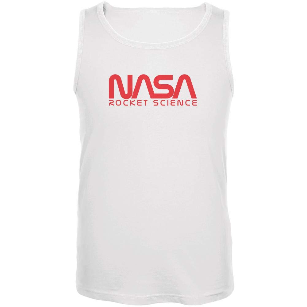 NASA Worm Logo Vintage Rocket Science Men's Tank Top - White, Medium | Casual Summer Wear & Space Enthusiast Gift