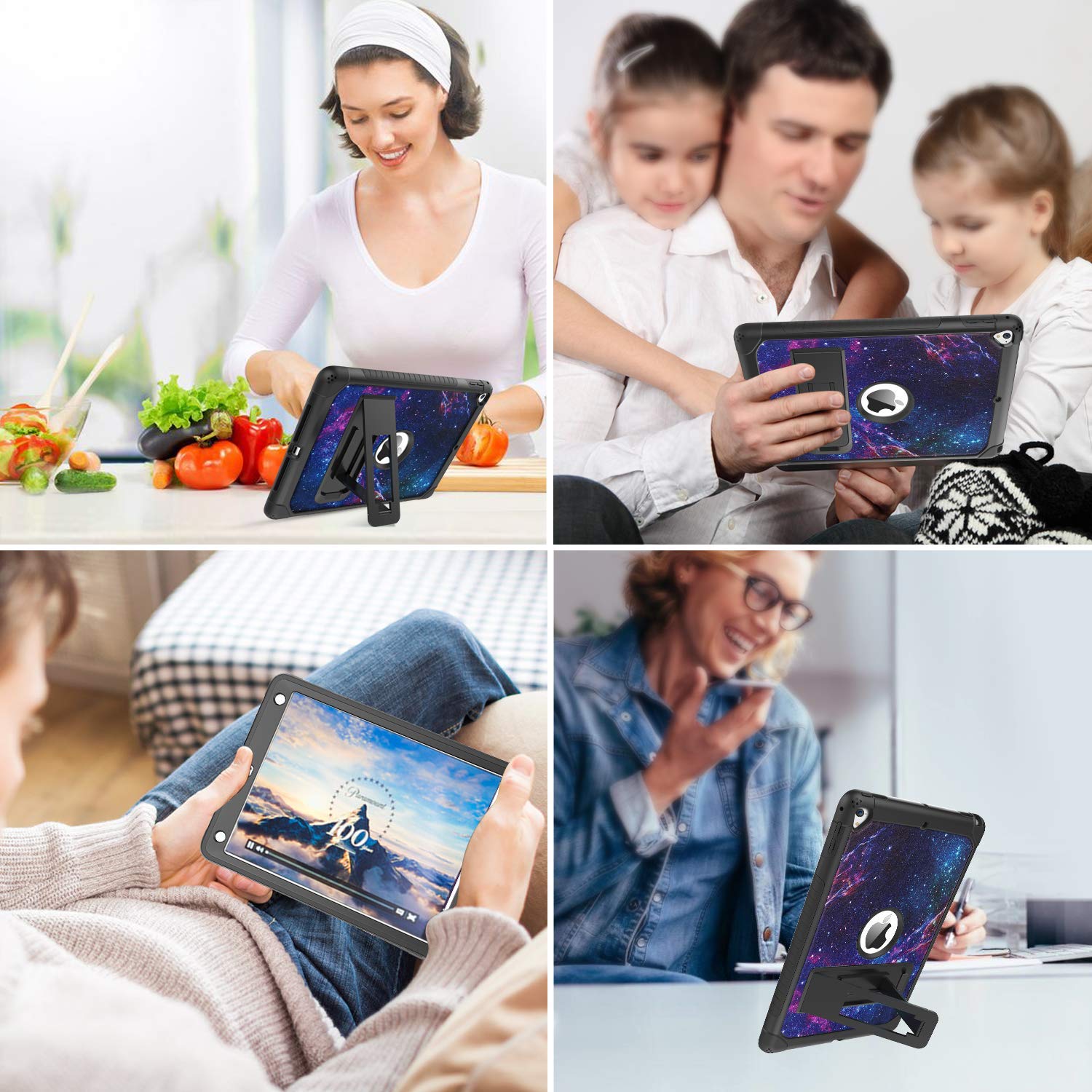 YINLAI Shockproof Protective Case for iPad 6th/5th Gen, iPad 9.7 Inch (2017/2018), iPad Pro 9.7 & iPad Air 2 - Space Purple | Women Girls Kids Friendly | Kickstand Feature | Models A1893/A1954/A1822/A1823 | Perfect for School, Travel & Home Use