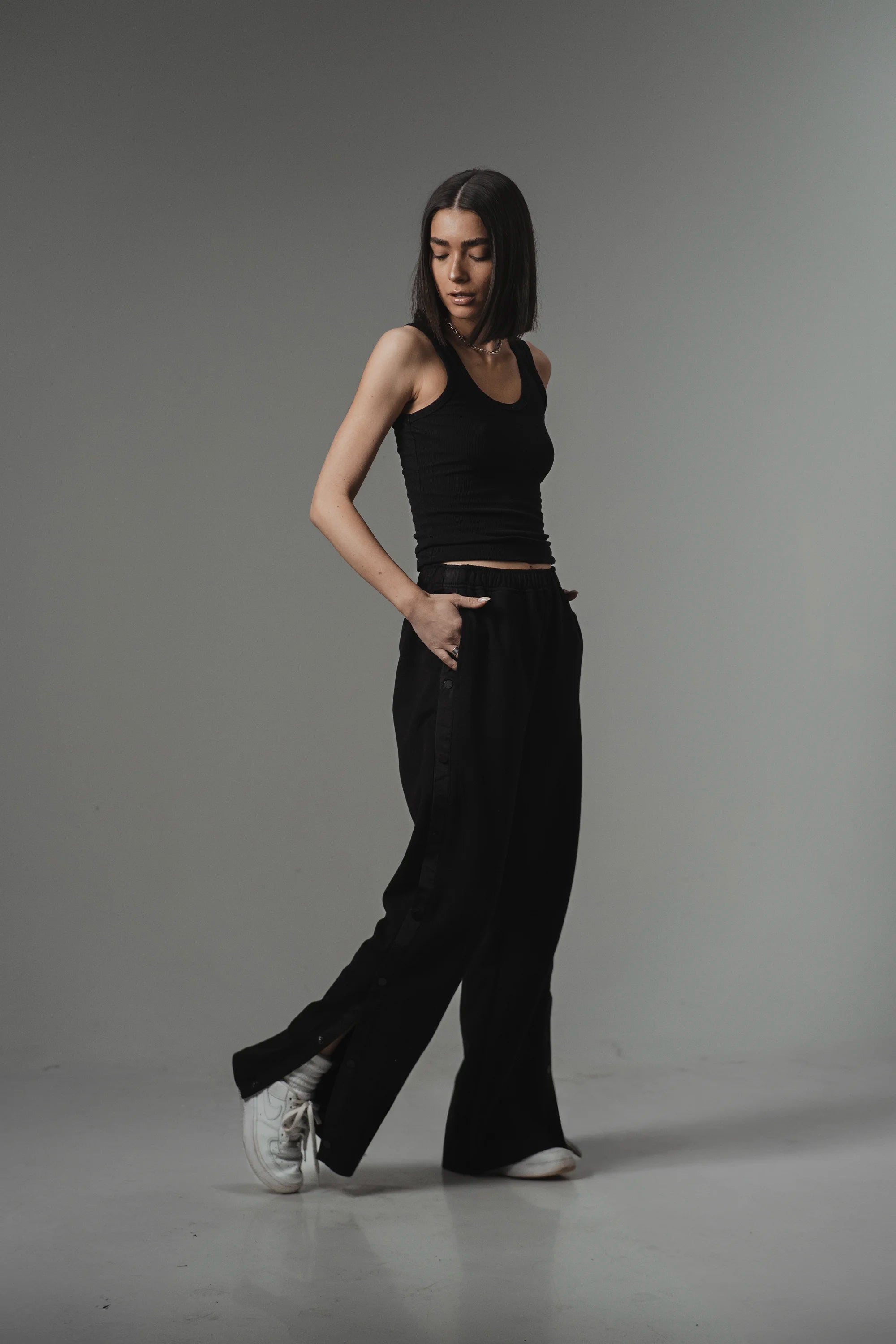 Blackout Snap Pants for Women - High Waisted Comfortable Lounge Pants with Adjustable Waistband - Perfect for Yoga, Sleepwear, and Relaxing at Home