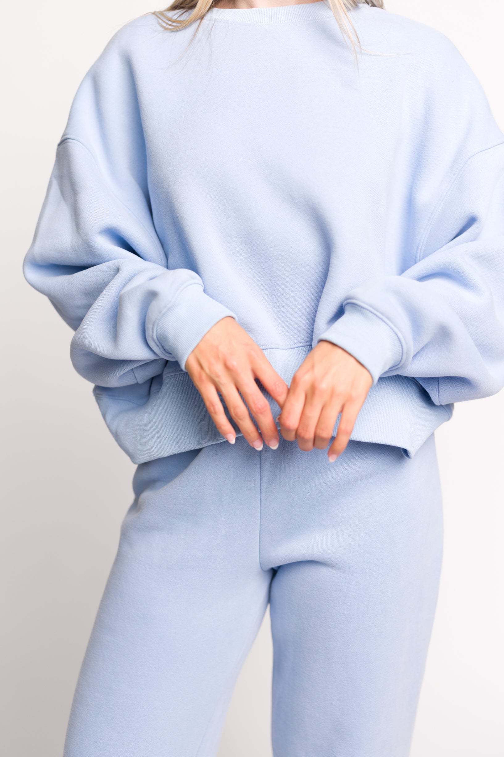 Soft & Cozy Baby Blue Sweatpants for Women - High Waisted Lounge Pants with Pockets - Perfect for Yoga, Running Errands & Relaxing at Home