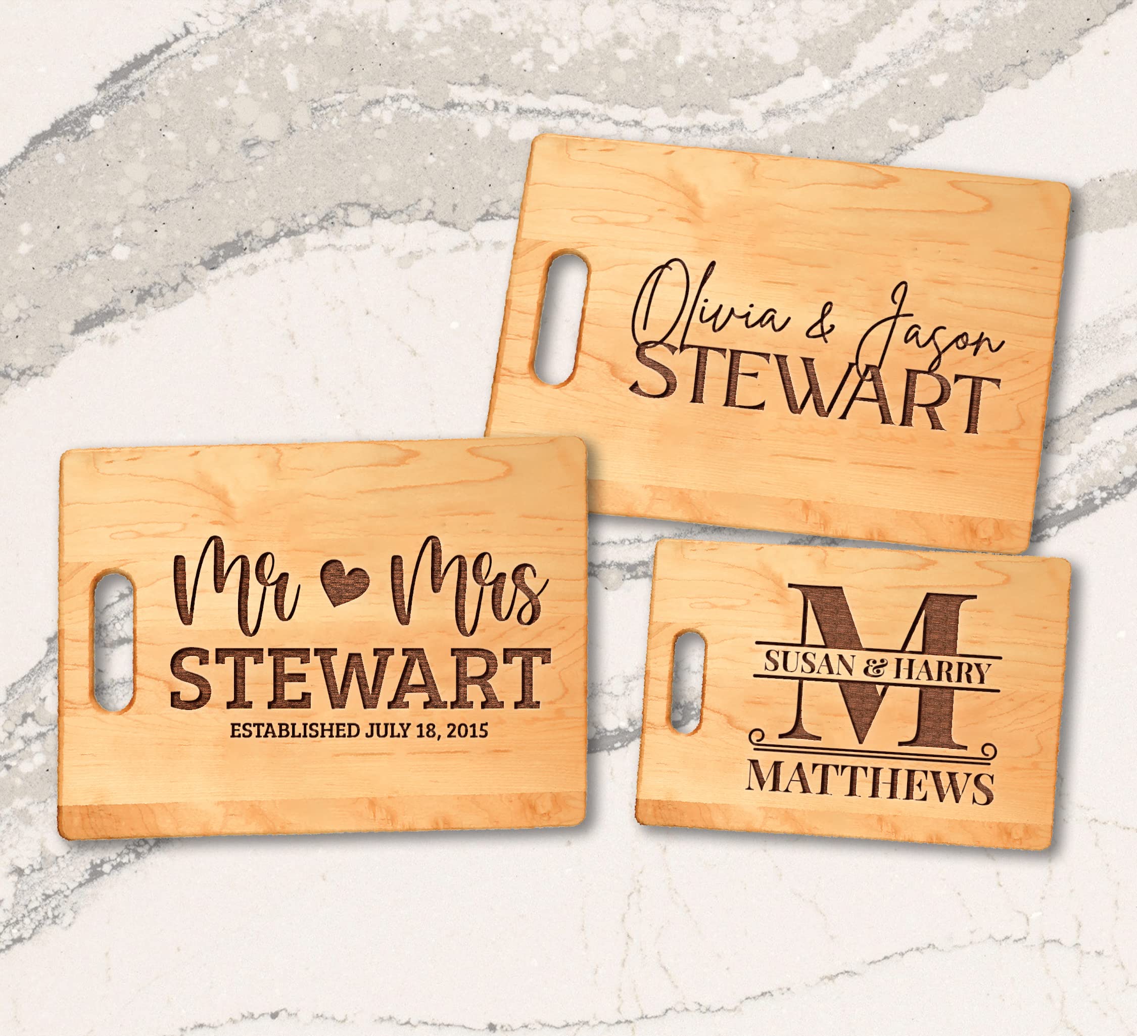 Custom Mr & Mrs Bamboo Cutting Board - Personalized Wedding Gift for Couples, Housewarming Present - Perfect for Anniversary, Bridal Shower & Kitchen Decor