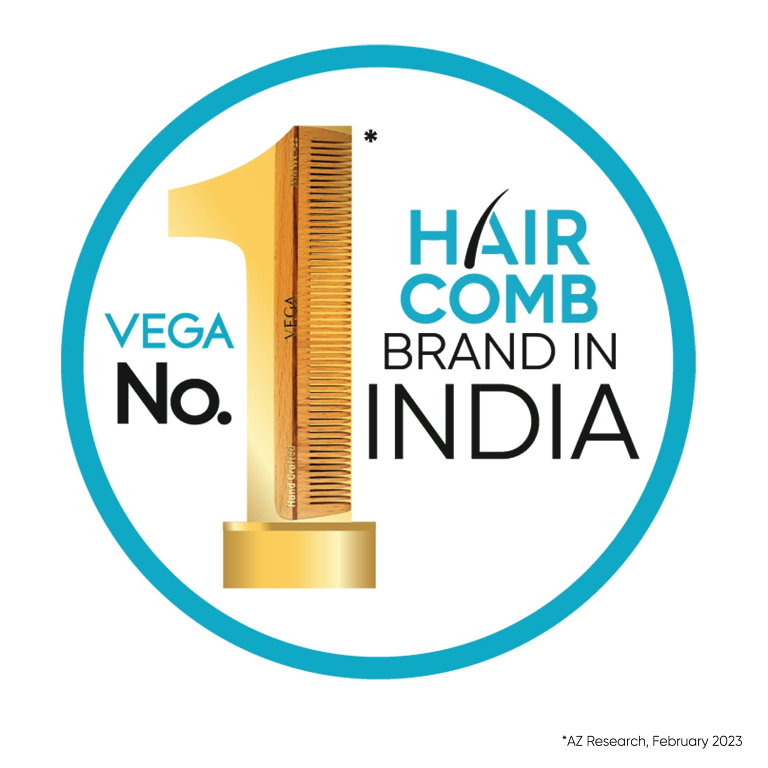 Vega Tortoise Shell Wide Tooth Hair Comb for Men & Women - Handmade Dressing Comb with Graduated Teeth for Detangling & Styling - India's No.1 Hair Comb Brand (HMC-04D) - Perfect for Salon, Home & Travel Use