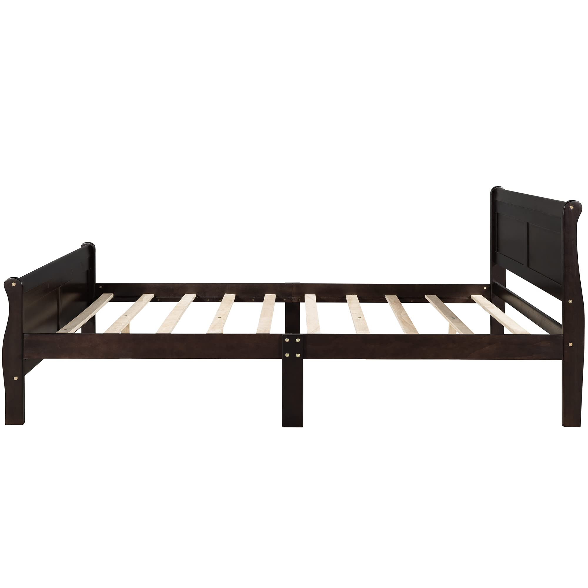 Harper & Bright Designs Full Size Wooden Bed Frame with Headboard & Footboard - Sturdy Platform Bed for Kids, No Box Spring Needed, Espresso Finish - Perfect for Boys & Girls Bedrooms, Dorm Rooms, and Guest Rooms