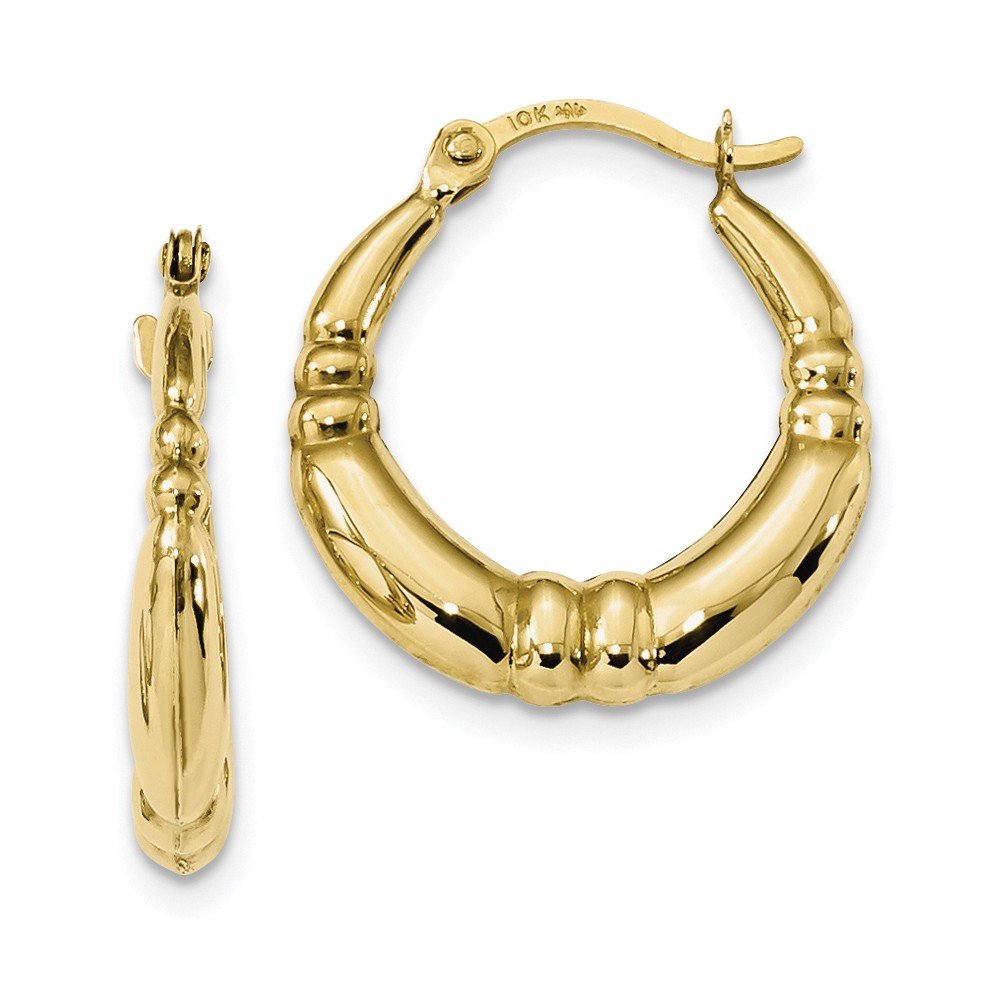 10K Yellow Gold Polished Hoop Earrings for Women - Classic Round Circle Dangle Earrings - Perfect for Everyday Wear, Parties & Special Occasions