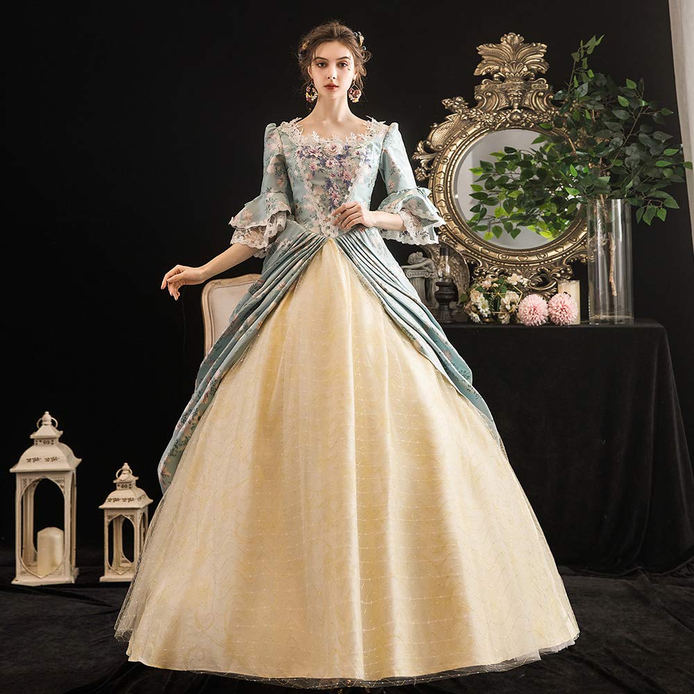 Victorian Ball Gown for Women - Elegant Long Party Dress with Rococo Details | Perfect for Masquerade Balls, Renaissance Fairs & Historical Reenactments