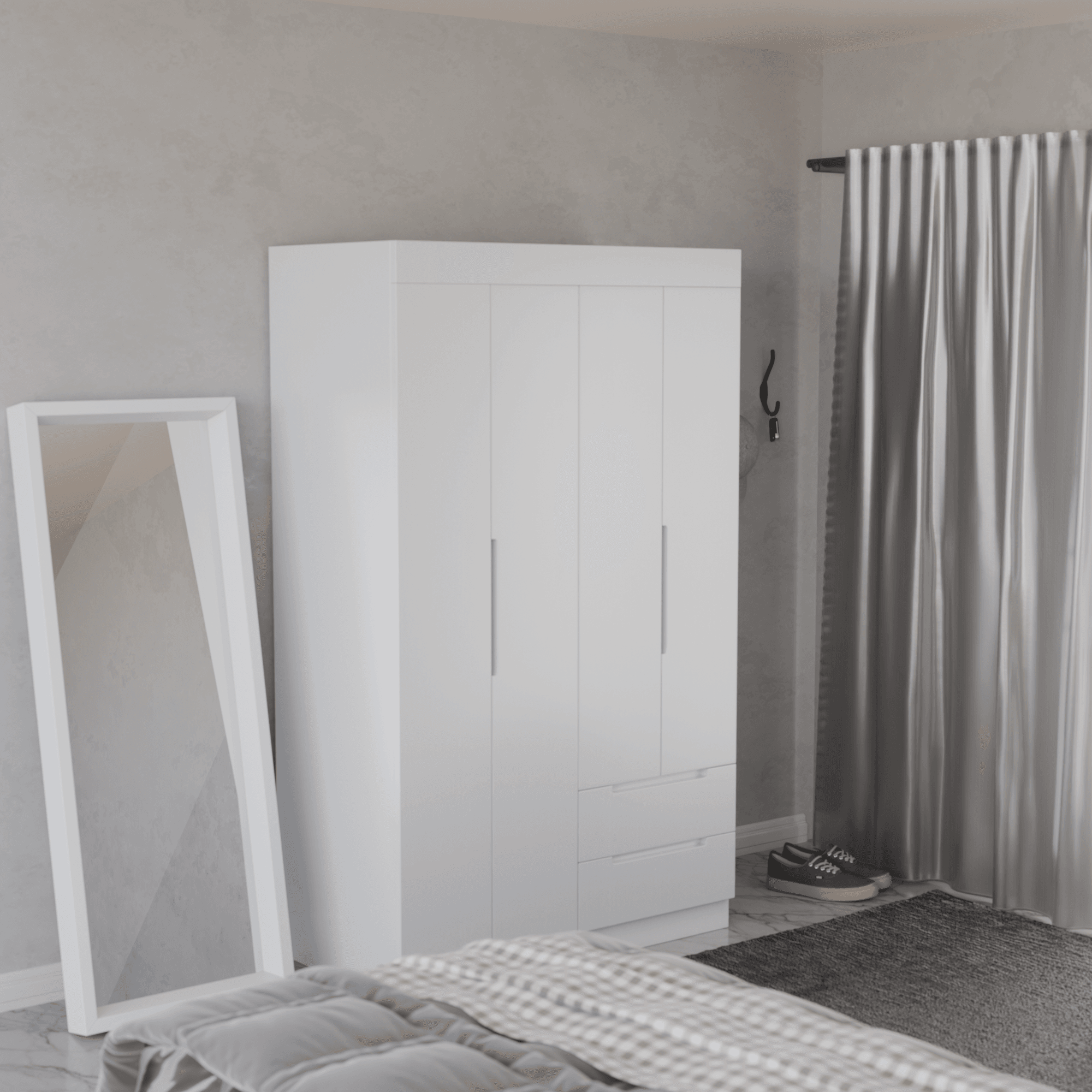 Harrison 4 Door Open Wardrobe Closet - Spacious Storage for Bedroom, Living Room & Walk-In Closet Organization
