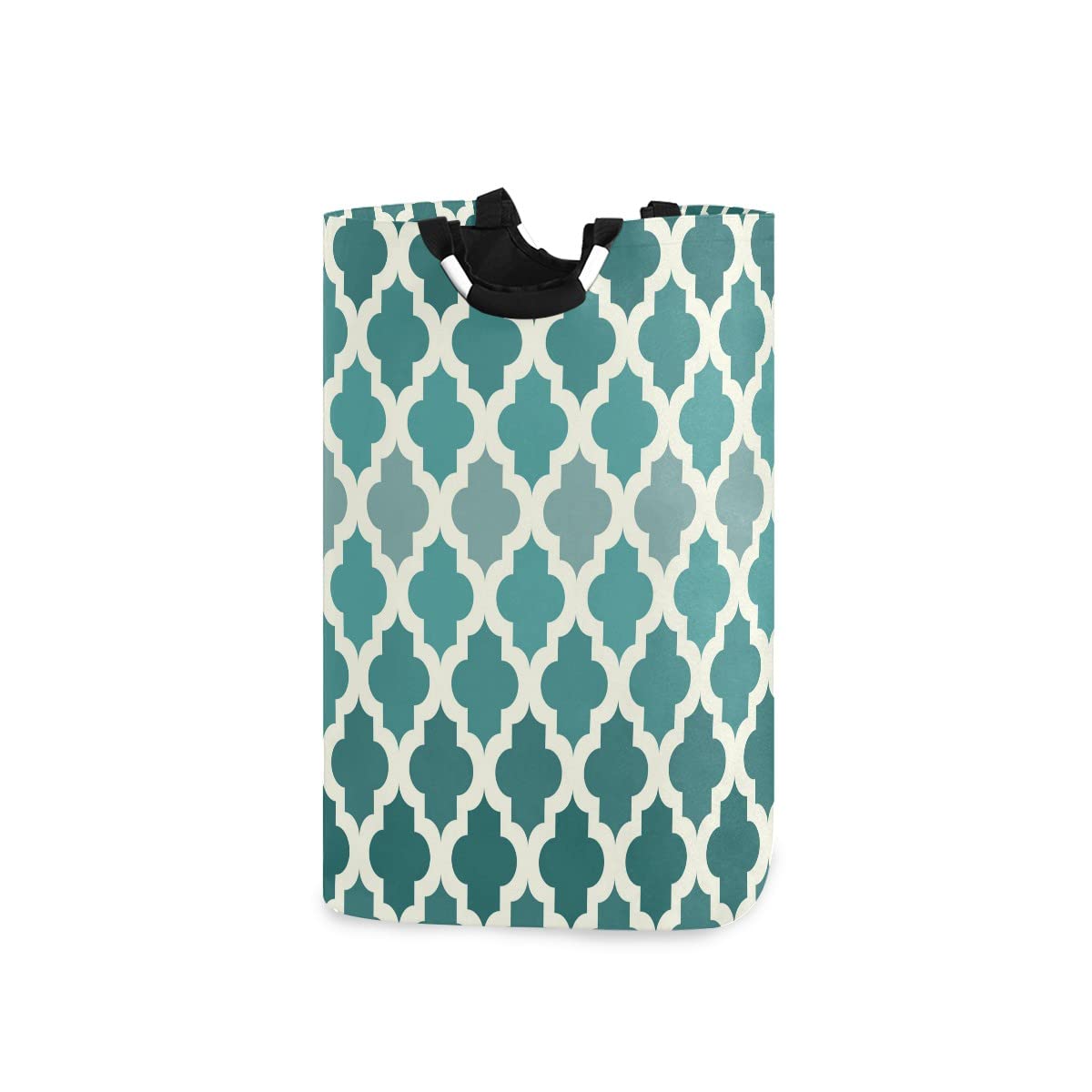 MNSRUU Foldable Laundry Bag with Handles - Teal Geometric Collapsible Laundry Basket Hamper for Home, Dorm & Travel - Perfect for Laundry Room Decor, Bathroom Organization & Storage