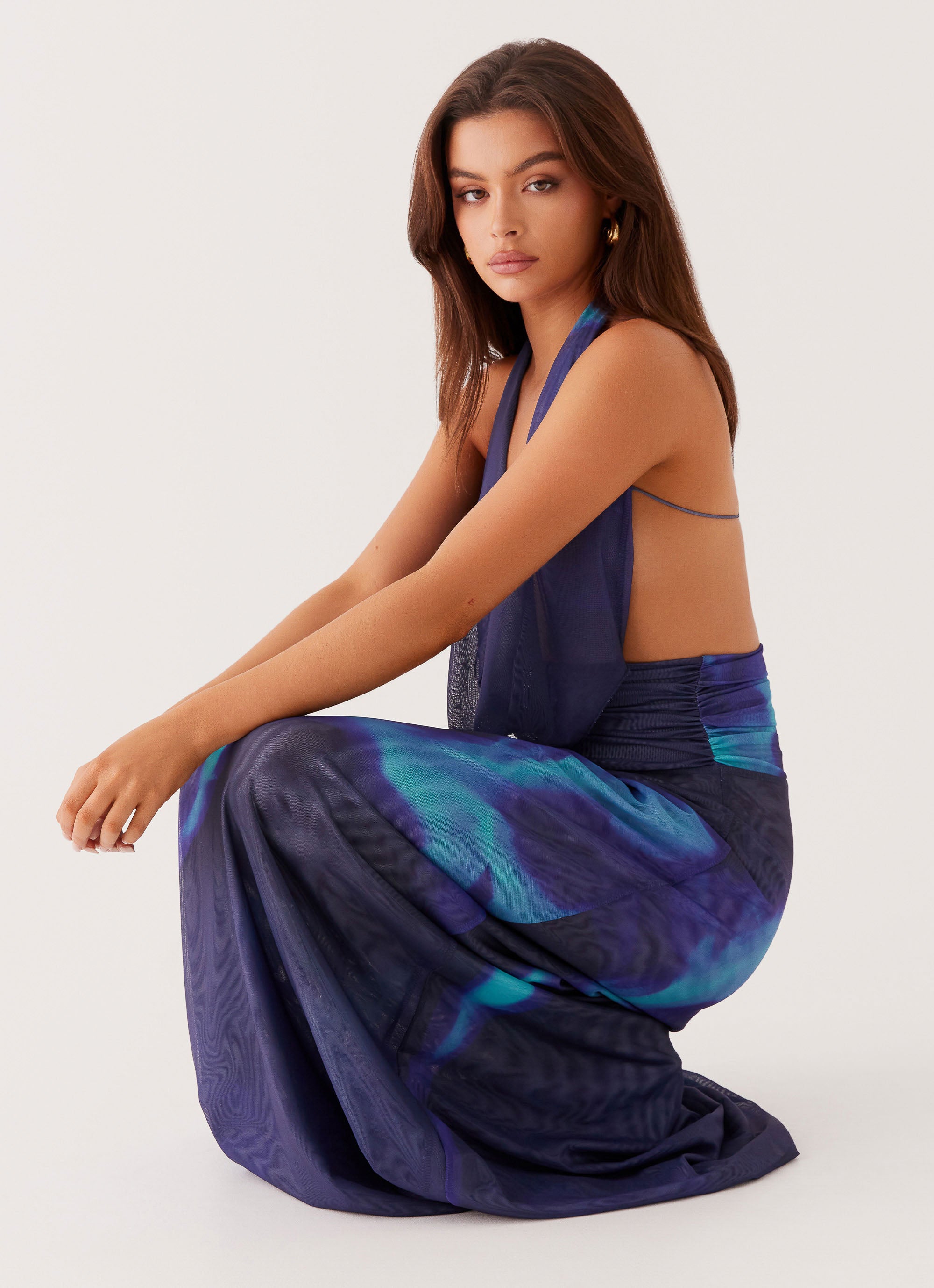 Elysia Chiffon Maxi Dress - Flowy Long Summer Dress with Cyber Rose Print | Perfect for Beach Vacation, Wedding Guest & Boho Party Outfits