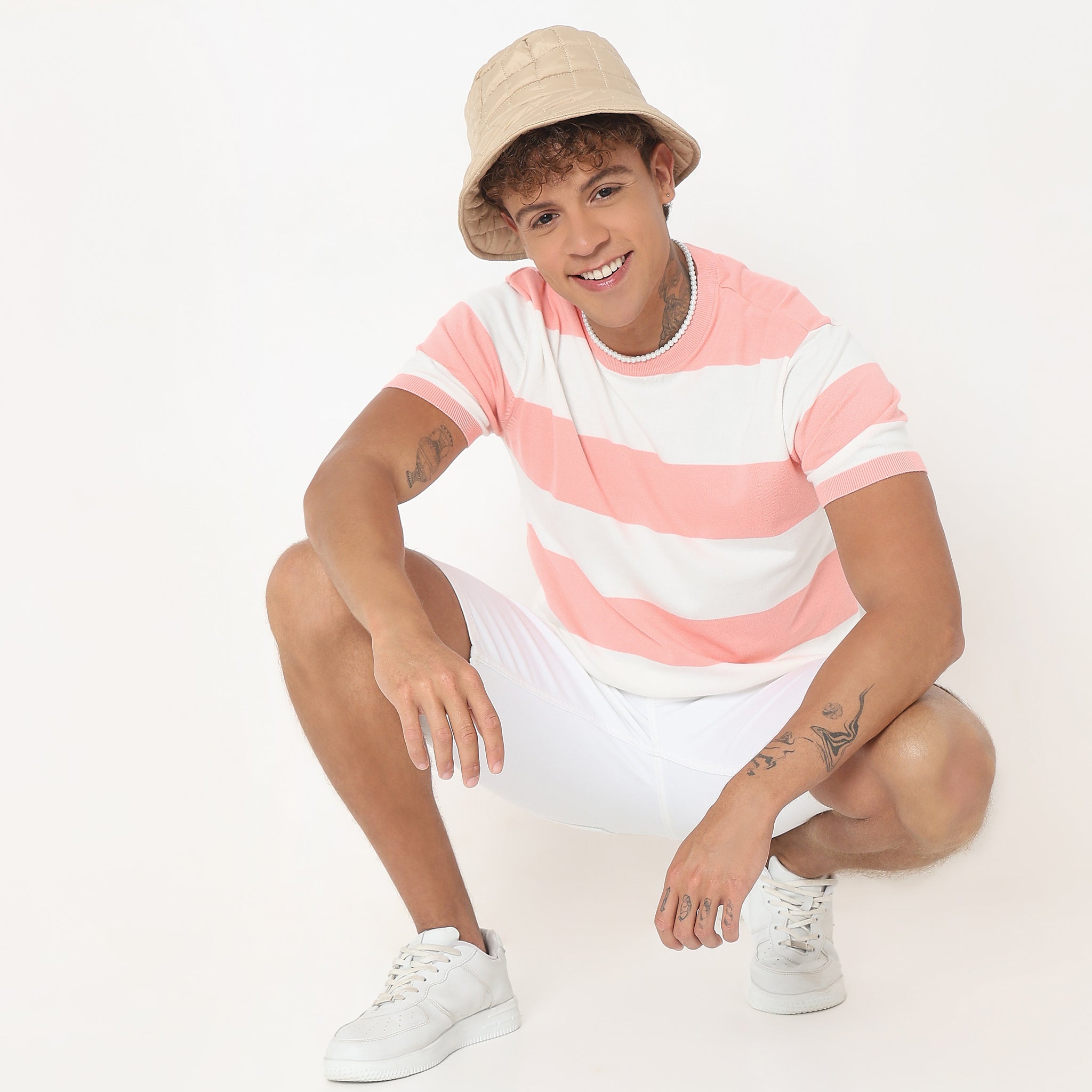Hand Knit Jersey™ Modern Smart Auto Stripes Dobby Flat Knit Regular Fit T-Shirt - Soft & Comfortable Cotton Tee for Men | Casual Wear, Everyday Outfits & Layering