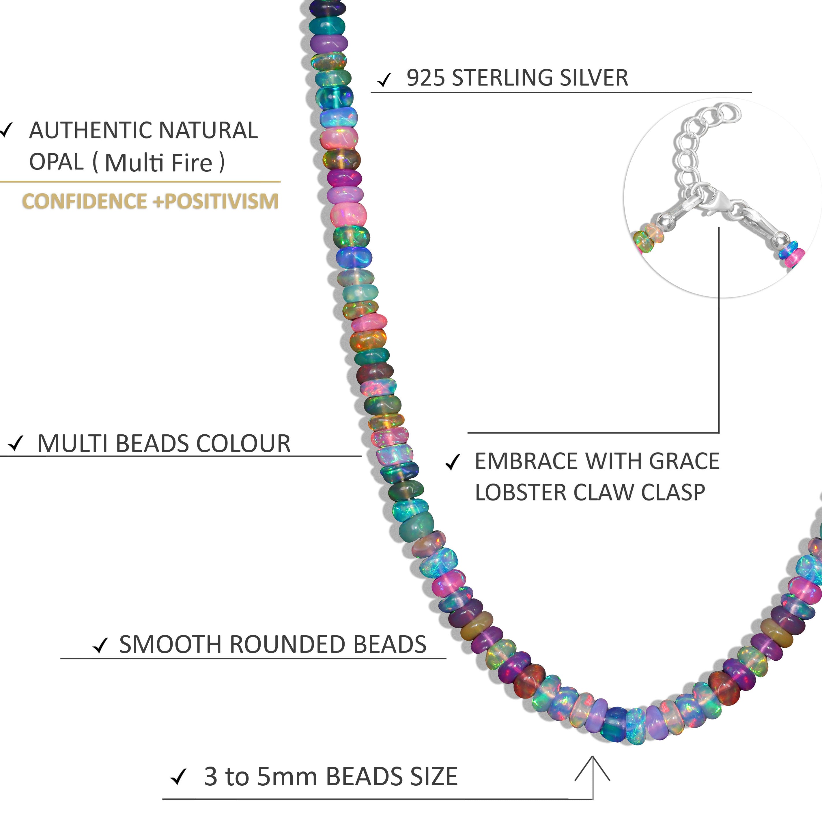 Natural Multi Opal Mix Beaded Necklace for Women - Elegant Handmade Jewelry Gift for Her | Perfect for Weddings, Parties & Everyday Wear