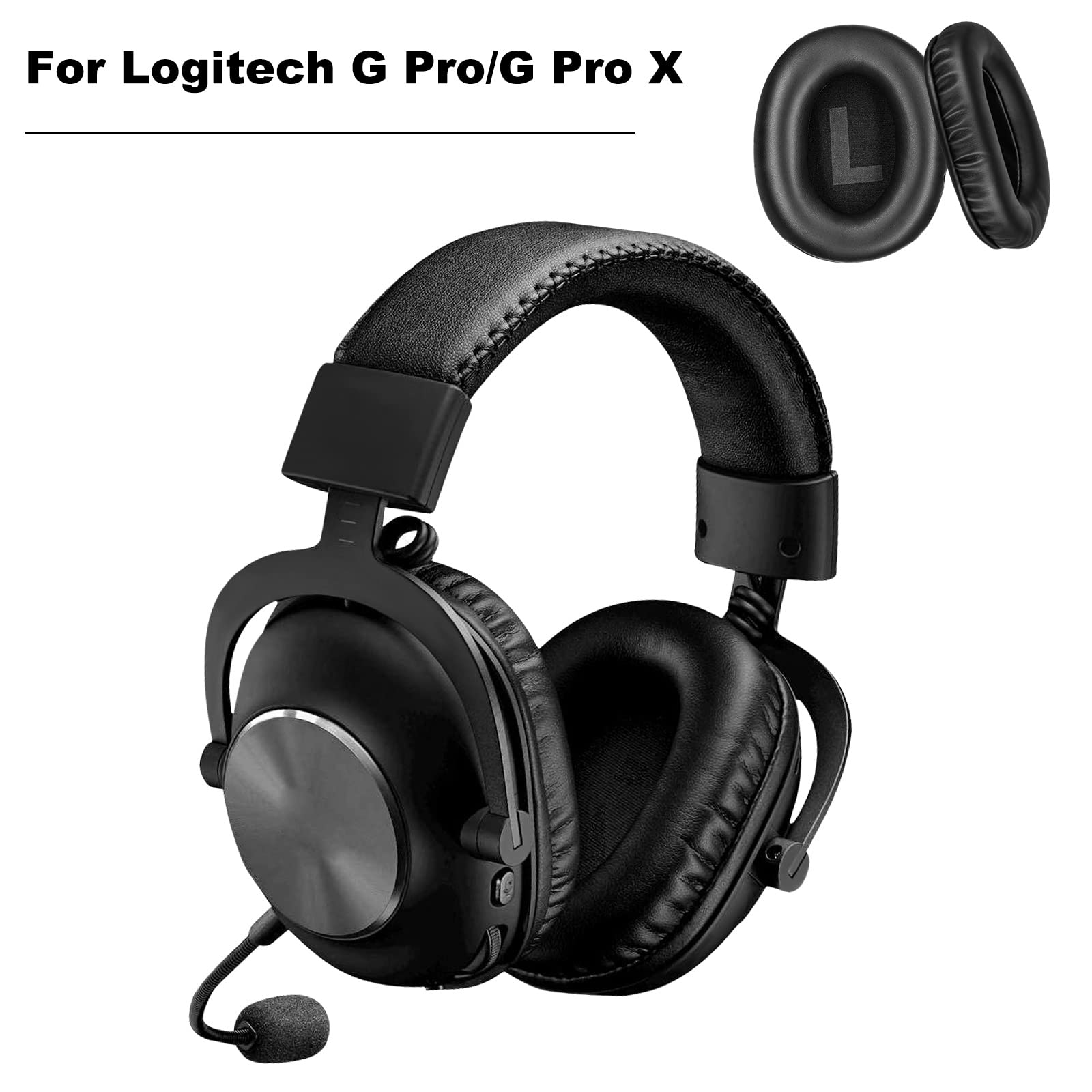 Premium Replacement Earpads for Logitech G Pro & G Pro X Gaming Headset - Genuine Leather Ear Cushions - Enhanced Comfort for Long Gaming Sessions & Noise Isolation