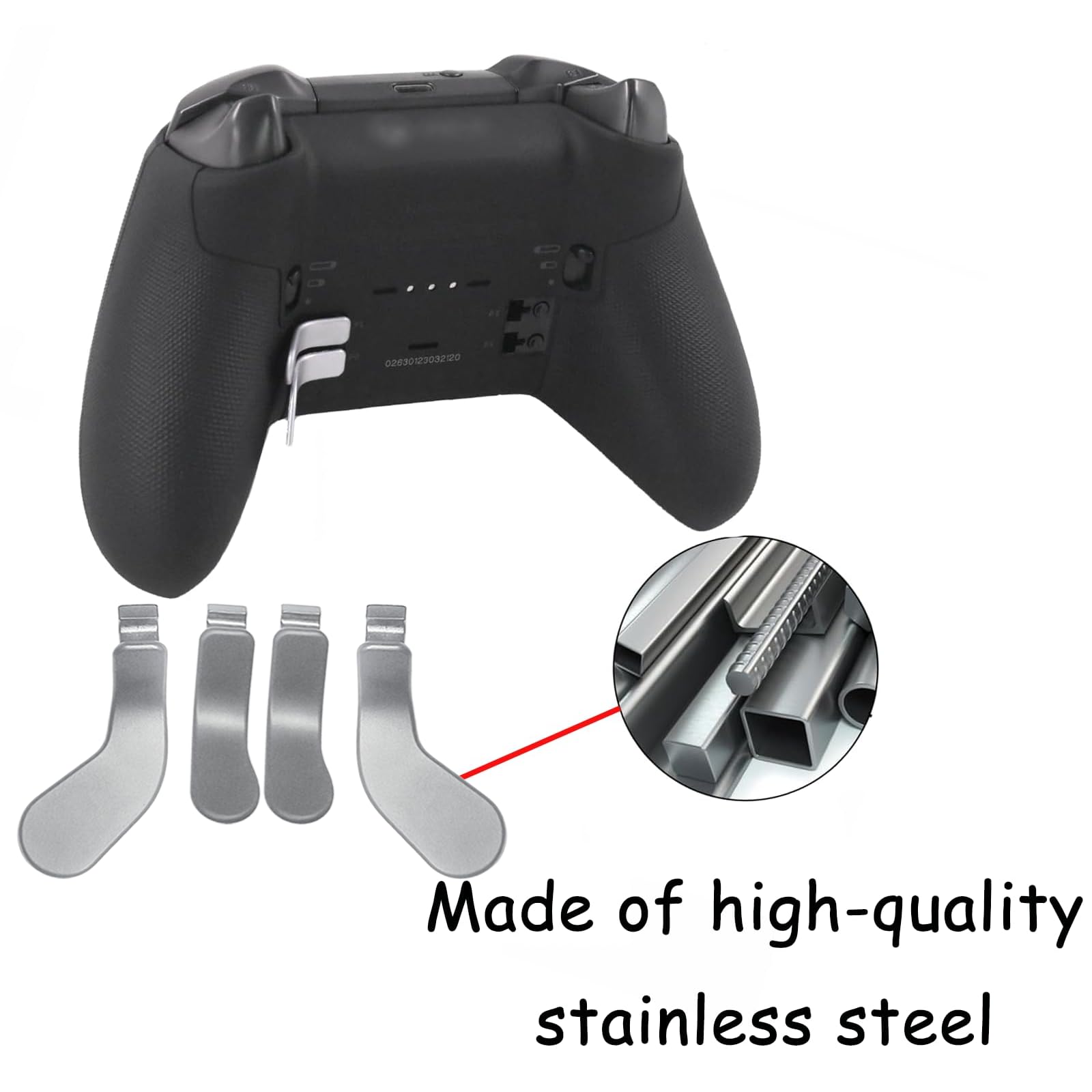 CaoXiong 4 Pack Metal Paddles for Xbox Elite Series 2 Controller - Silver Back Buttons Replacement | Enhanced Gaming Performance for FPS, Racing & Competitive Play