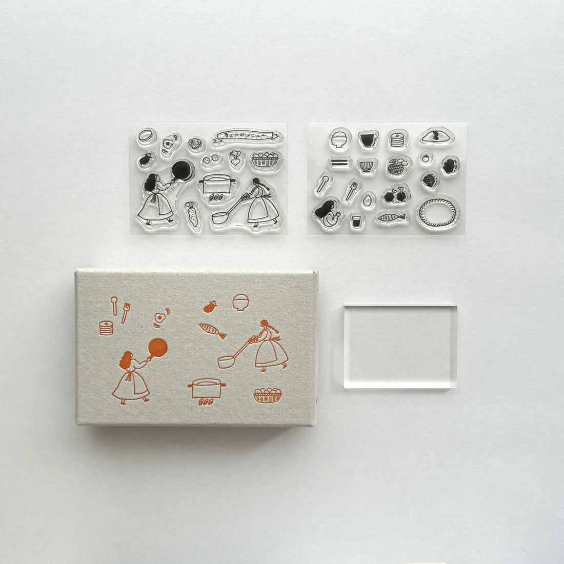 JIZAI Clear Stamp BOX Necktie × Mizushima Motif Set - Perfect for Everyday Meals, DIY Scrapbooking & Card Making