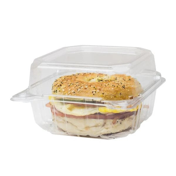 6x6 Clear PET Hinged Plastic Containers - 125 Count Bulk Pack - Perfect for Food Storage, Crafts, and Organizing Small Items