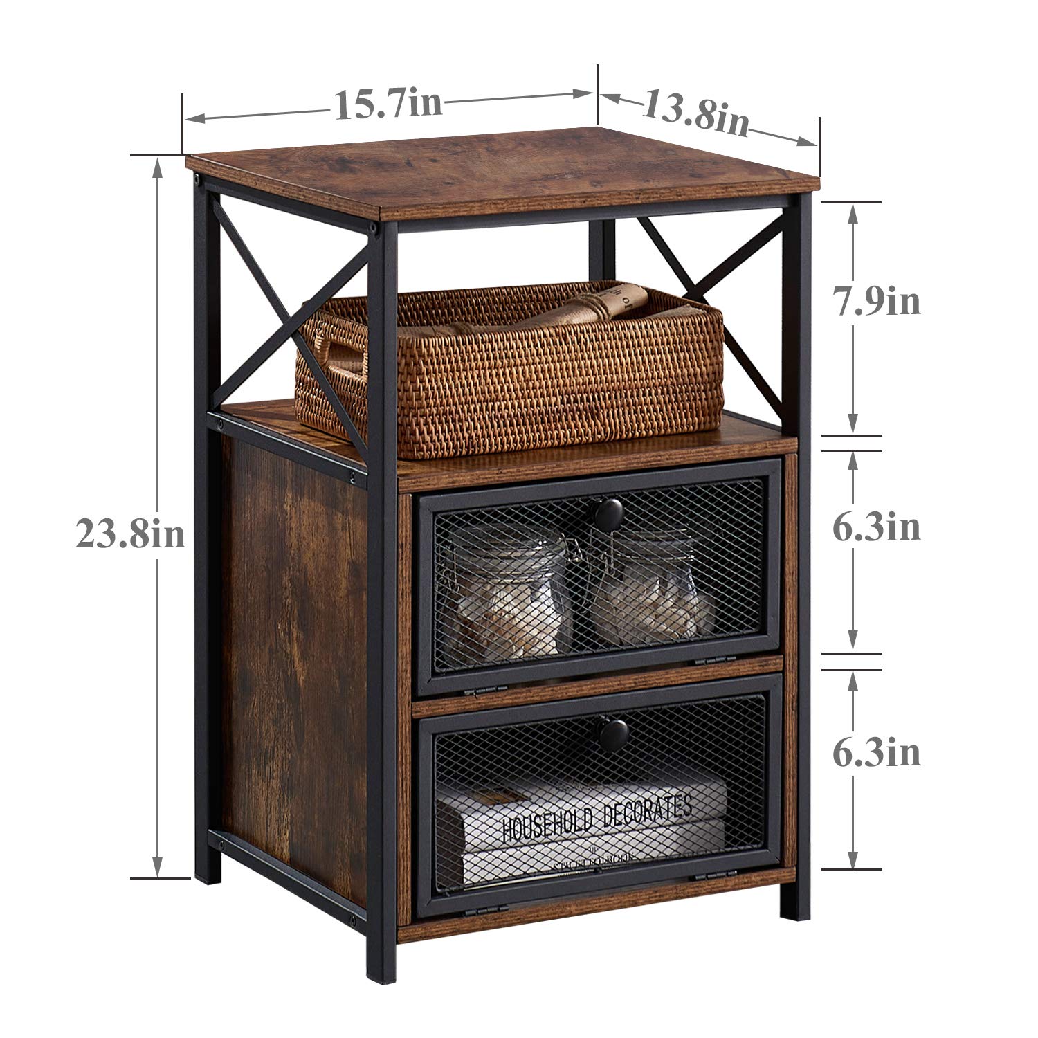 Modern Night Stand with Storage & Flip Drawers - Set of 2 End Tables for Bedroom, Living Room & Lounge - Space-Saving Nightstand with Door for Small Spaces