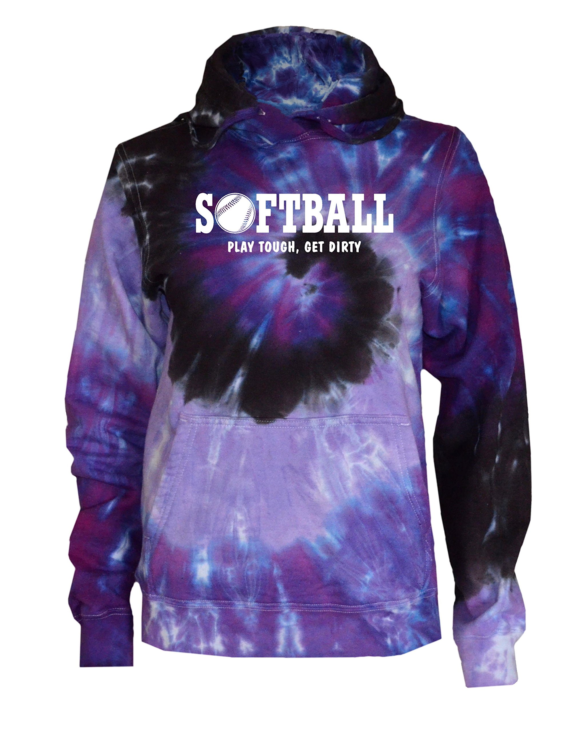 Trendy Tie Dye Softball Sweatshirt with White Logo - Comfortable & Stylish for Games, Practice & Casual Wear