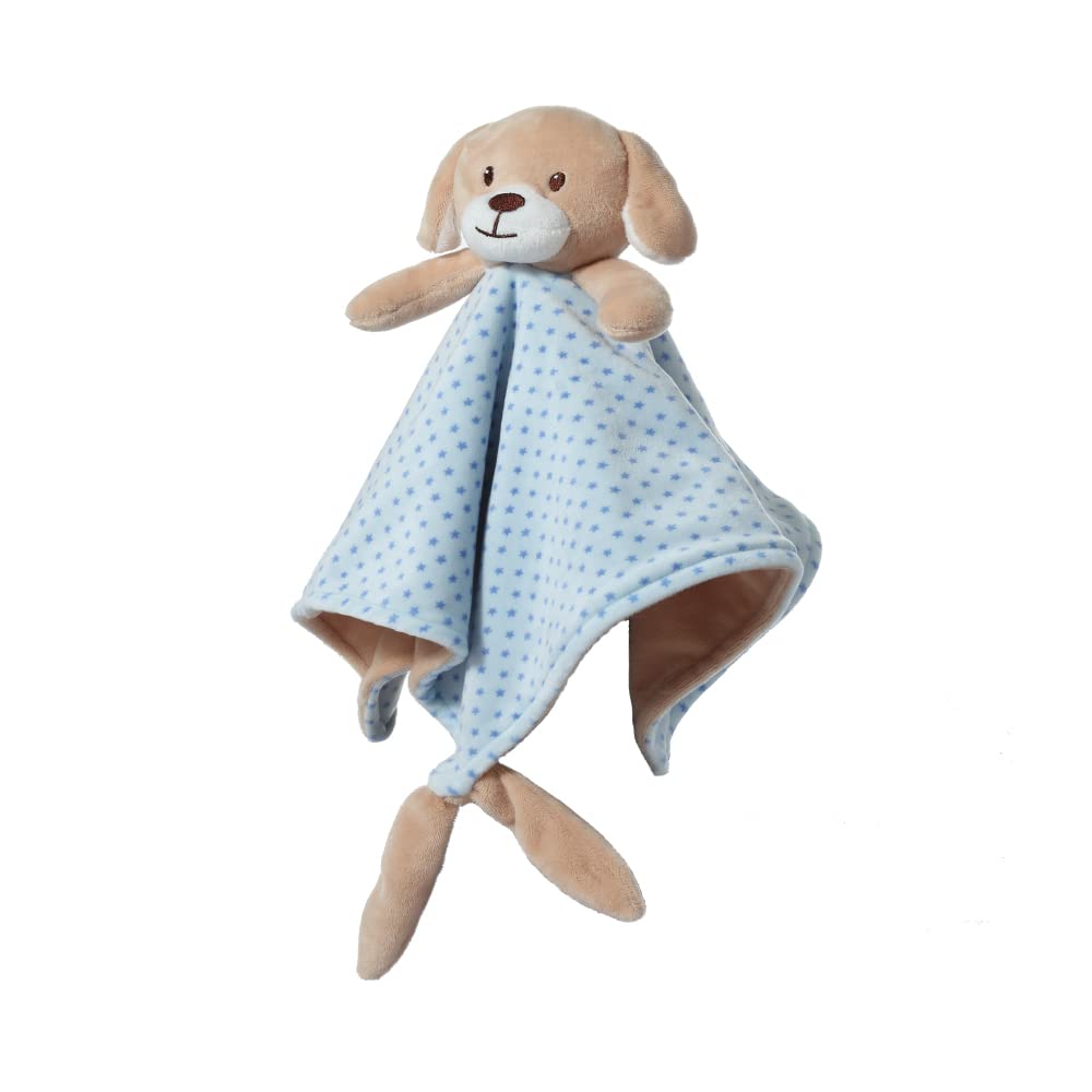 CREVENT Soft Plush Animal Face Security Blankets - Blue Dog Baby Blanket for Boys & Girls | Cute Comfort Blanket for Newborns, Toddlers | Perfect Baby Shower Gift & Birthday Present | Nursery, Stroller, Travel Essential