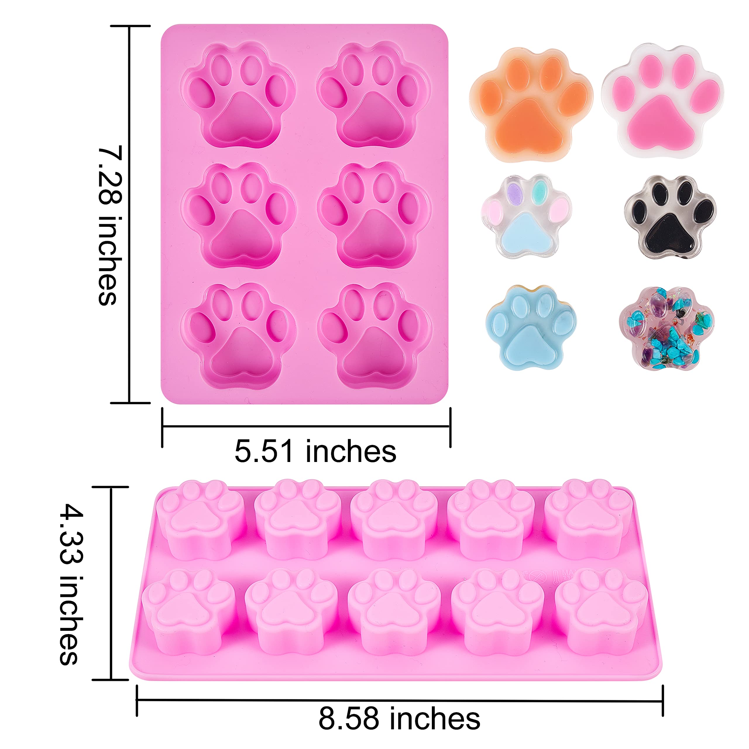 BEEFLYING 2 Pack Food Grade Silicone Paw Shaped Fondant Molds - Animal Claw Cake Decorating Tools for DIY Candy, Chocolate, Cupcake & Baking Crafts - Perfect for Birthday Parties, Baby Showers & Holiday Treats