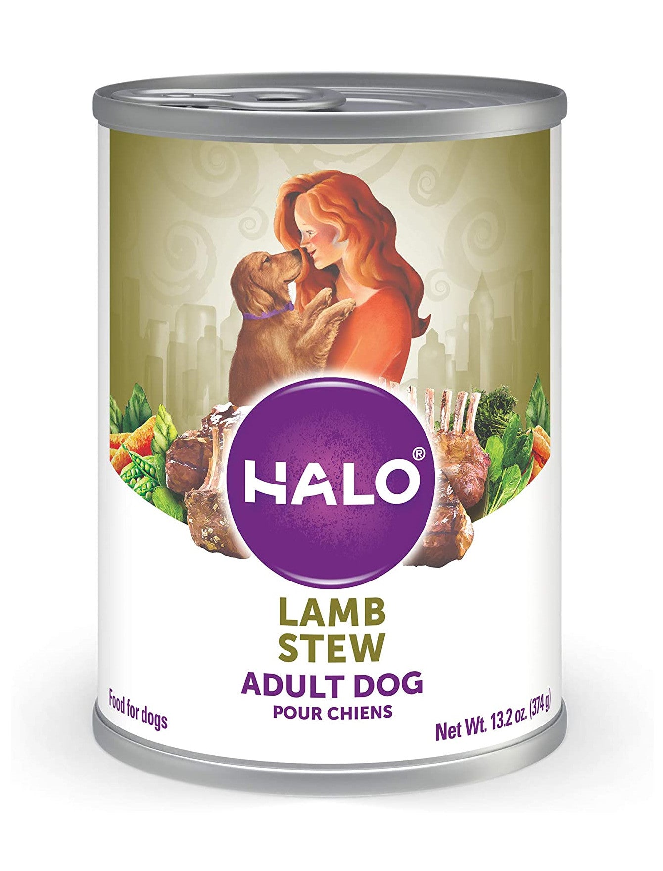 Premium Halo Lamb Stew Grain-Free Wet Dog Food for Adult Dogs - 13.2oz Can, High Protein Meal for Healthy Skin & Coat - Perfect for Picky Eaters & Meal Toppers