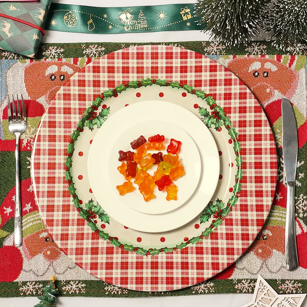 4-Piece Christmas Dinner Charger Plates Set - Elegant Holiday Table Decor for Women & Kids - Perfect for Christmas Parties, Family Gatherings & Festive Dining