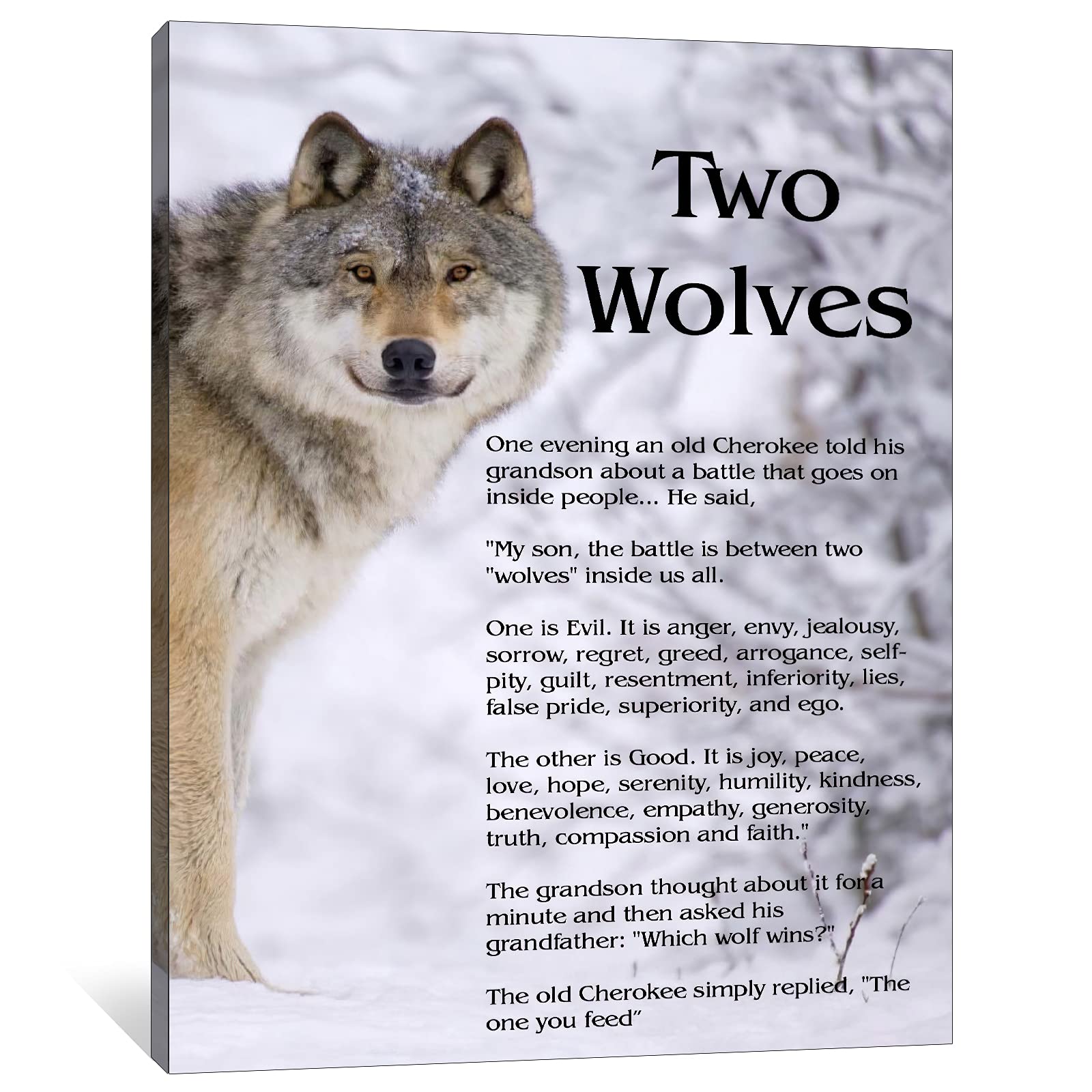 Wolf Motivational Canvas Wall Art - Inspirational Wolf Quotes Poster for Office & Man Cave Decor - 28x40 Inch Animal Wolf Painting for Home, Gym & Cabin Wall Decor