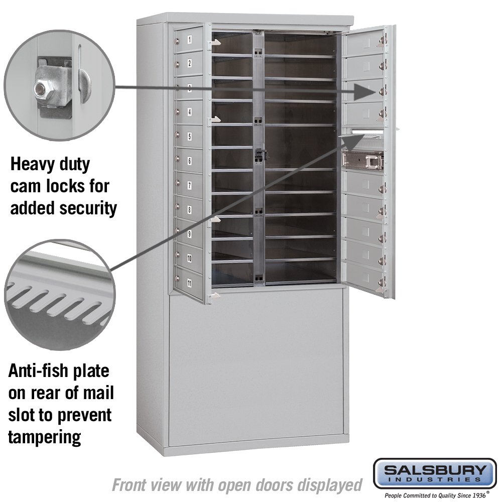 Salsbury Industries 3911D-20AFU Free Standing Horizontal 4C Mailbox - Durable Aluminum Mailbox for Residential & Commercial Use - Perfect for Home, Office, Apartment & Business Mail Delivery