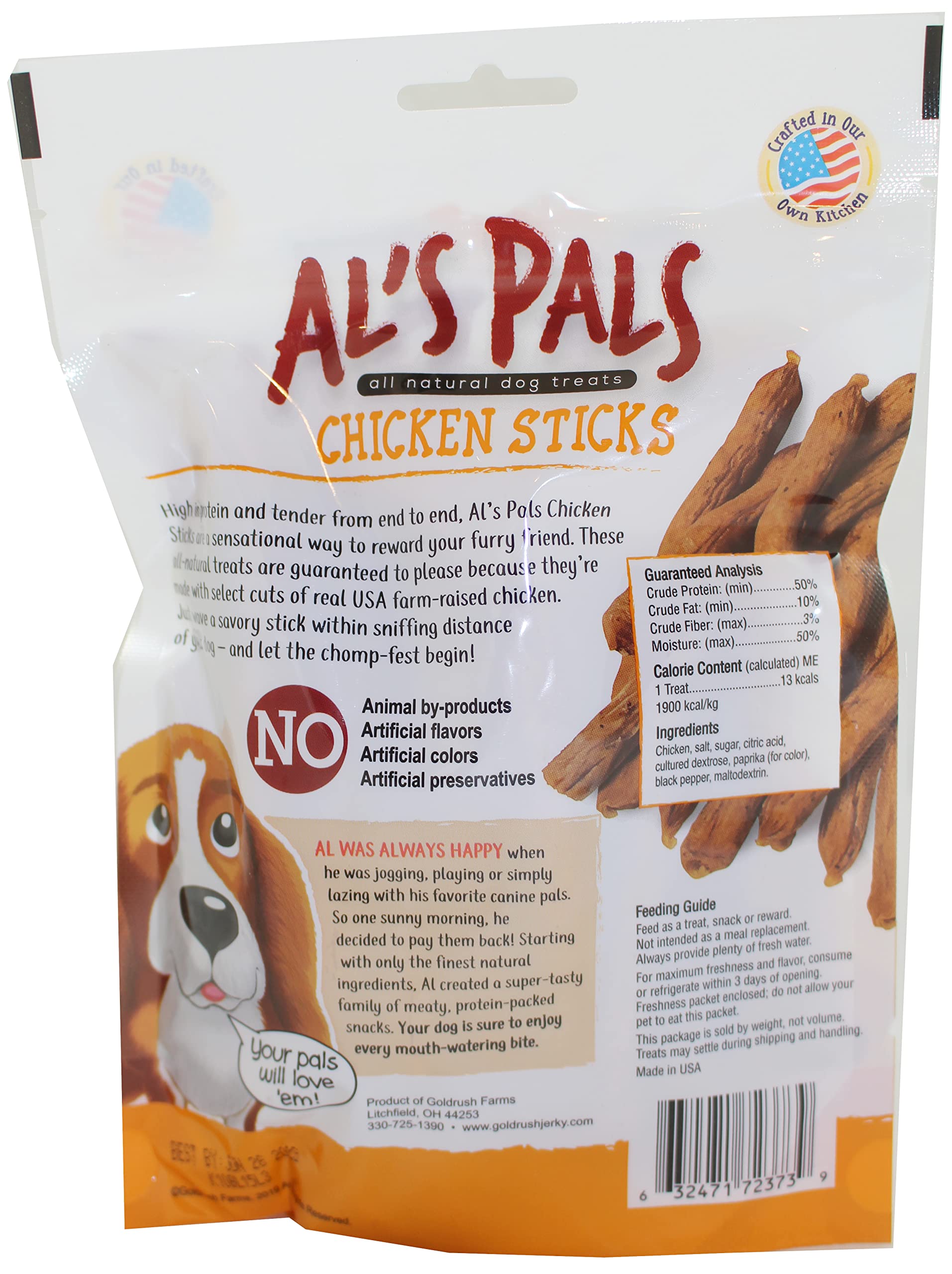 AL's Pals All Natural Dog Treats - Chicken Flavor Crunchy Sticks 7.8 oz Bag | Healthy Training Rewards & Dental Chews for Small Medium Large Dogs