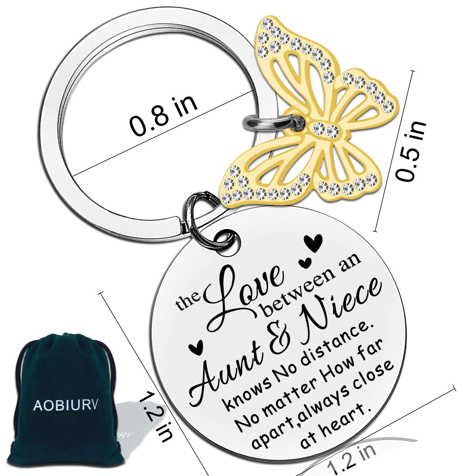 Unique Aunt Keychain Gift - Thoughtful Niece to Aunt Present for Mother's Day, Birthday & Special Occasions | Perfect Women's Gift for Aunts from Niece | Great for Everyday Use, Keyrings & Sentimental Keepsakes