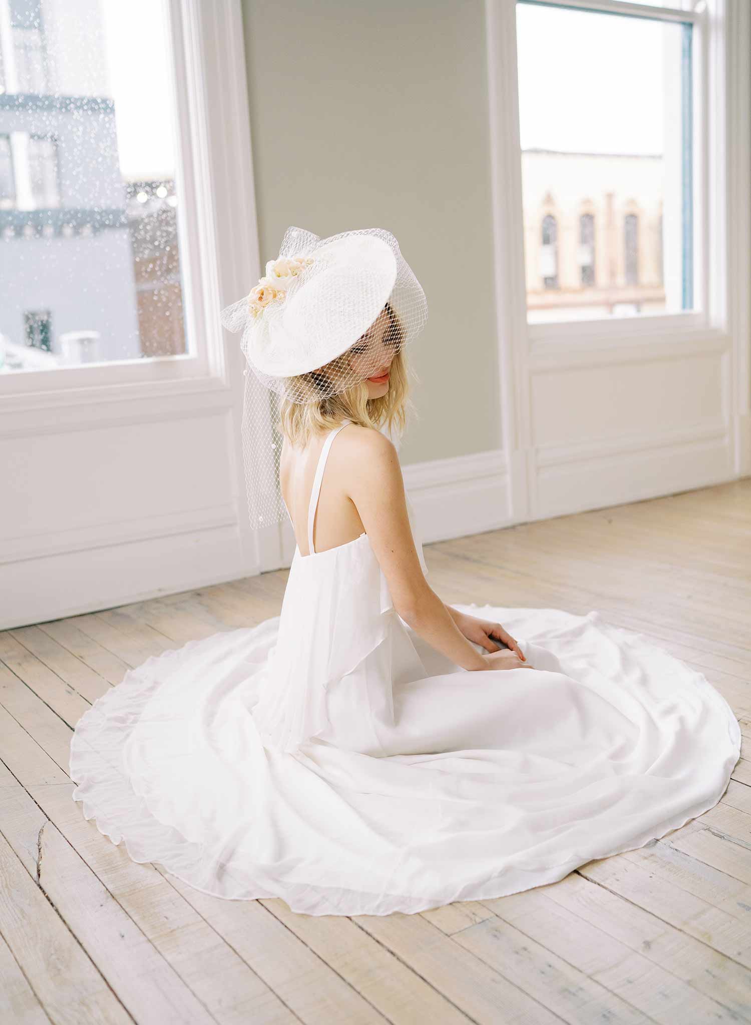 Vintage Inspired Bridal Mini Hat with Veil - Style #2454 | Elegant Wedding Accessory for Brides, Bridesmaids & Tea Parties