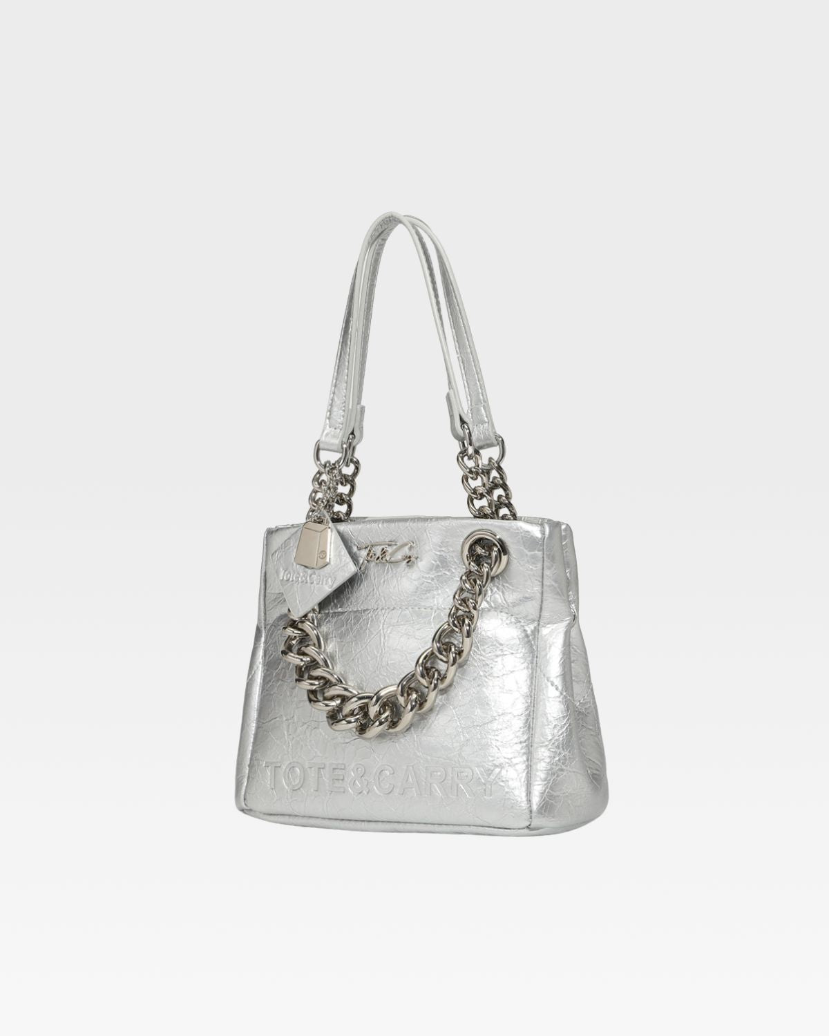 Stylish Silver Leather Mini Tote Bag for Women - Perfect for Work, Travel & Everyday Use