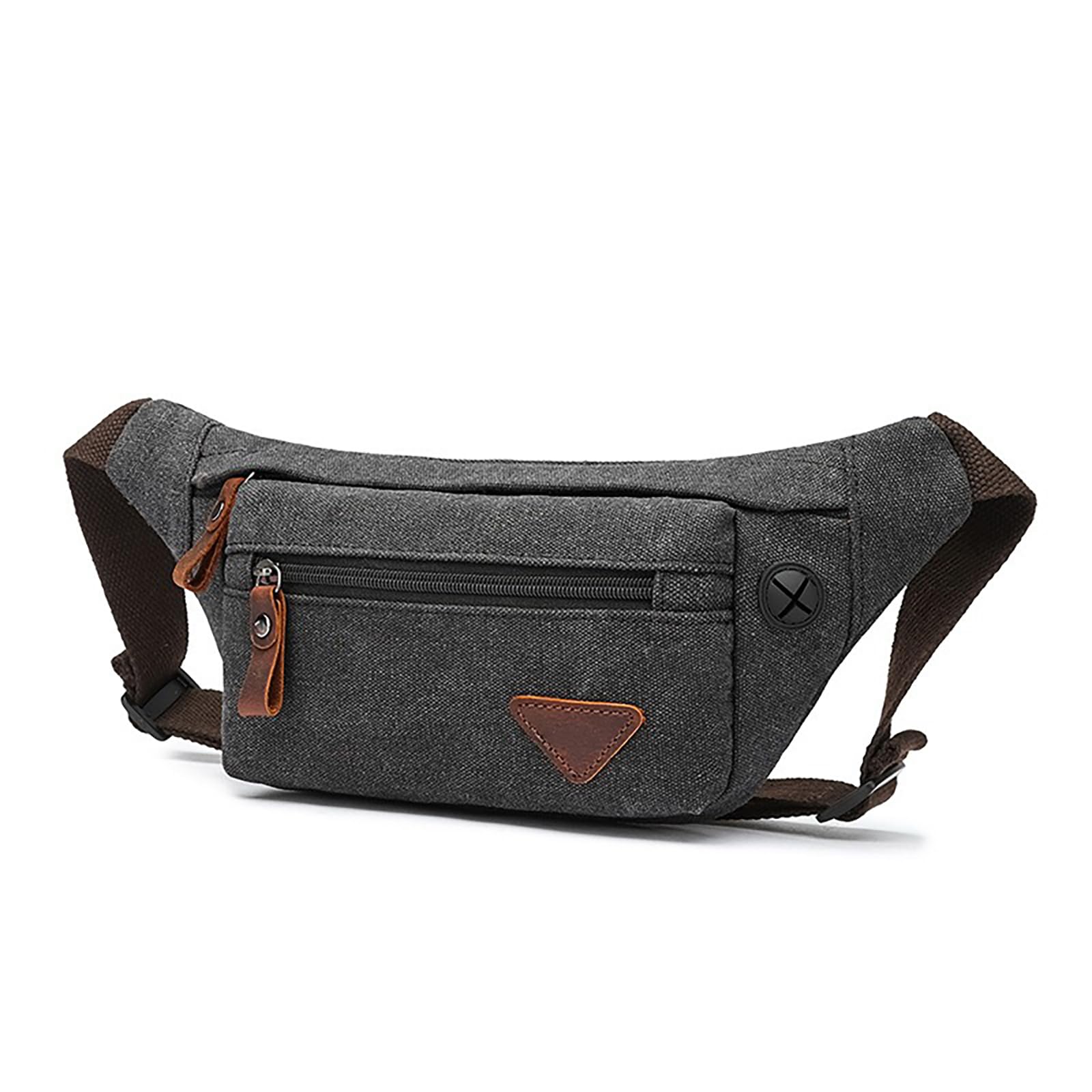16 OZ Canvas Fanny Pack for Men & Women - Adjustable Crossbody Waist Pack Belt Bag for Travel, Walking, Running, Hiking & Cycling (Black) - Perfect for Outdoor Adventures, Gym & Daily Use