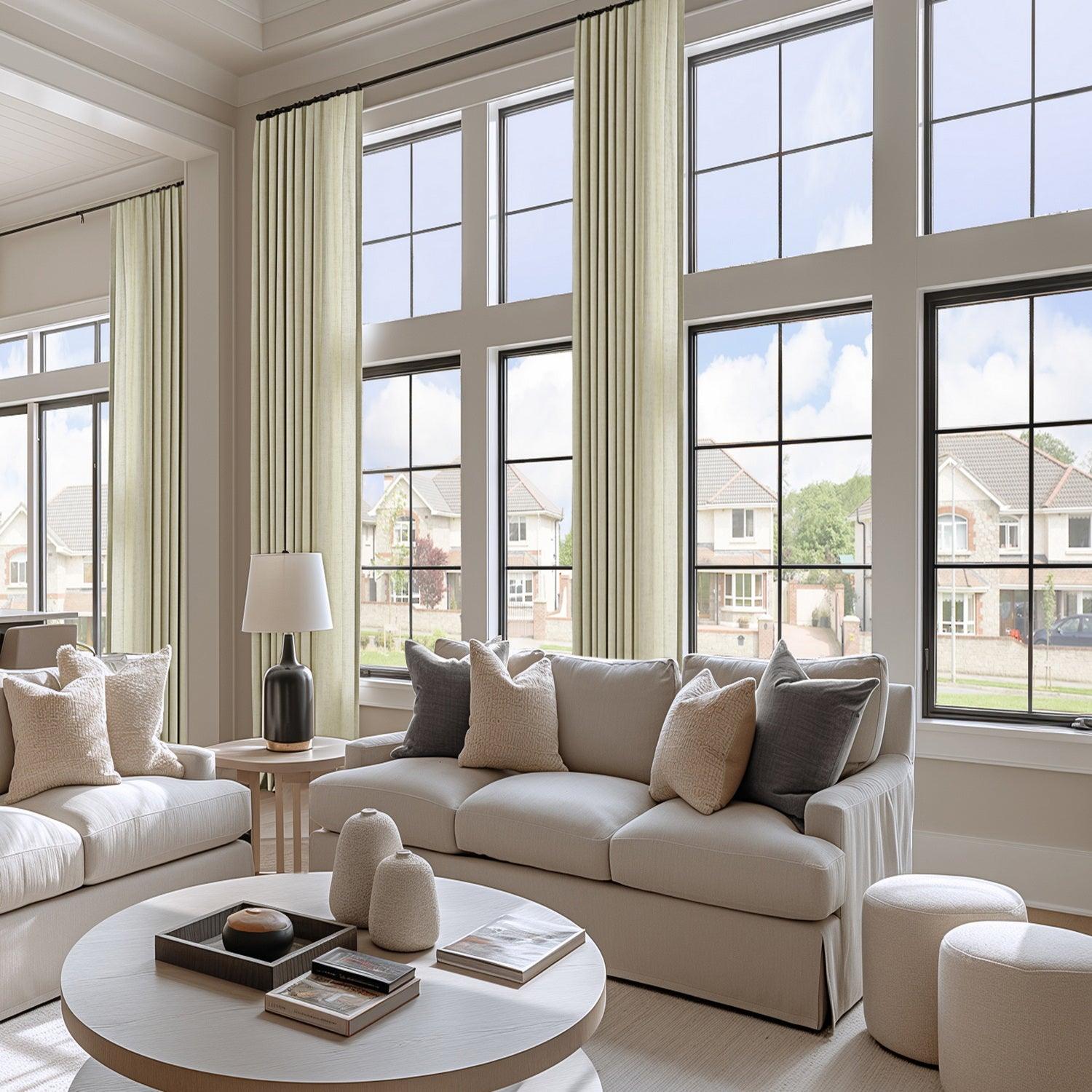 Premium Heavyweight Faux Linen Custom Curtains - Blackout Window Drapes for Living Room & Bedroom - Noise Reducing Thermal Insulated Panels (Custom Sizes Available)