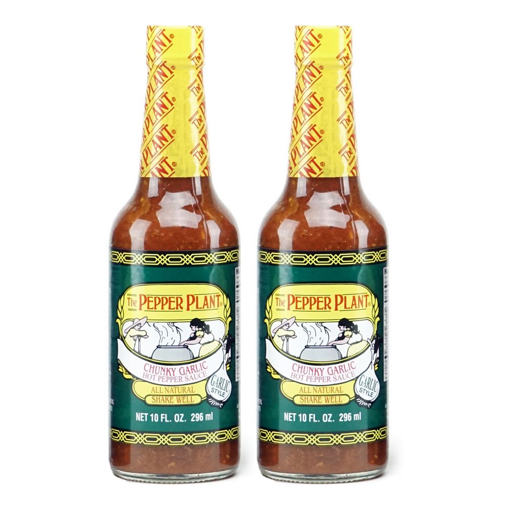 Spicy Garlic Hot Pepper Sauce - 10 Oz (Pack of 2) - Premium Hot Sauce for Wings, Tacos, Pizza & BBQ - Made with Fresh Peppers & Garlic