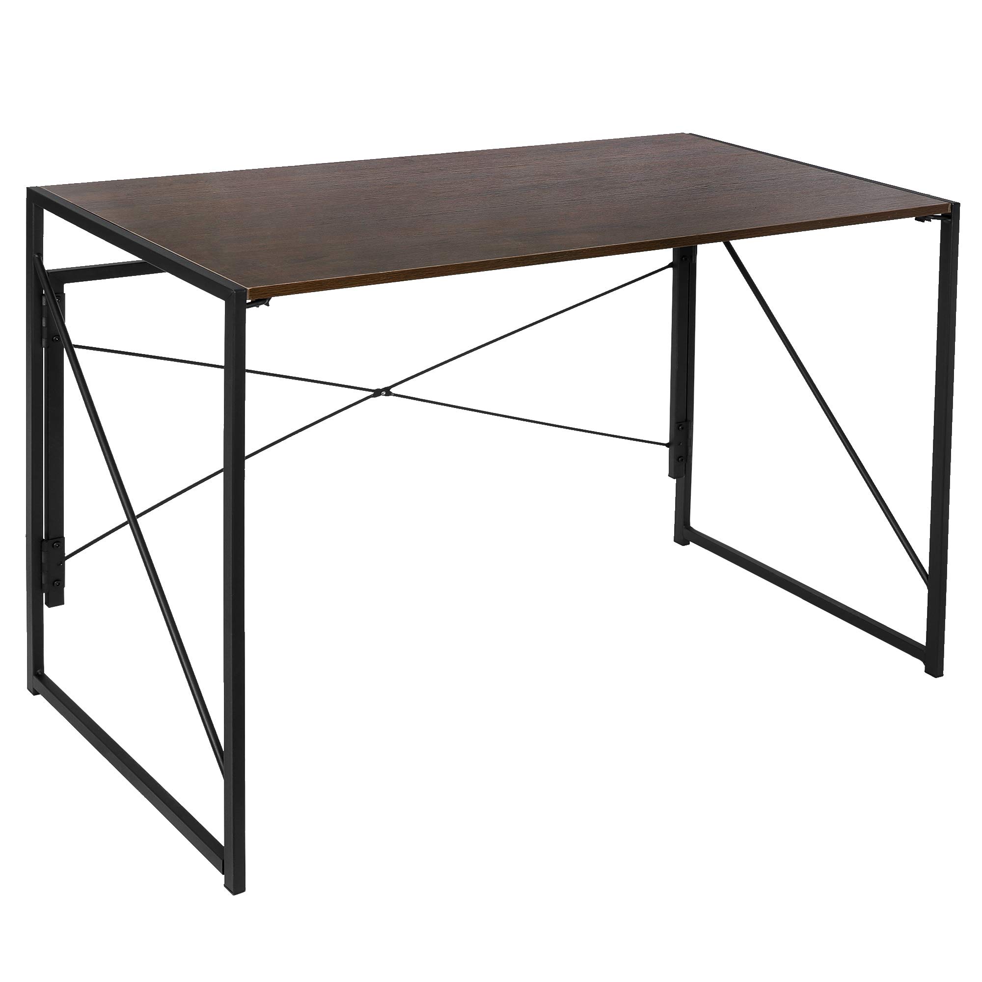 Foldable Computer Desk - Adjustable Height Writing Table for Study & Home Office, Portable Laptop Standing Desk with Storage Shelf (Espresso Finish) - Perfect for Small Spaces, Dorm Rooms & Remote Work