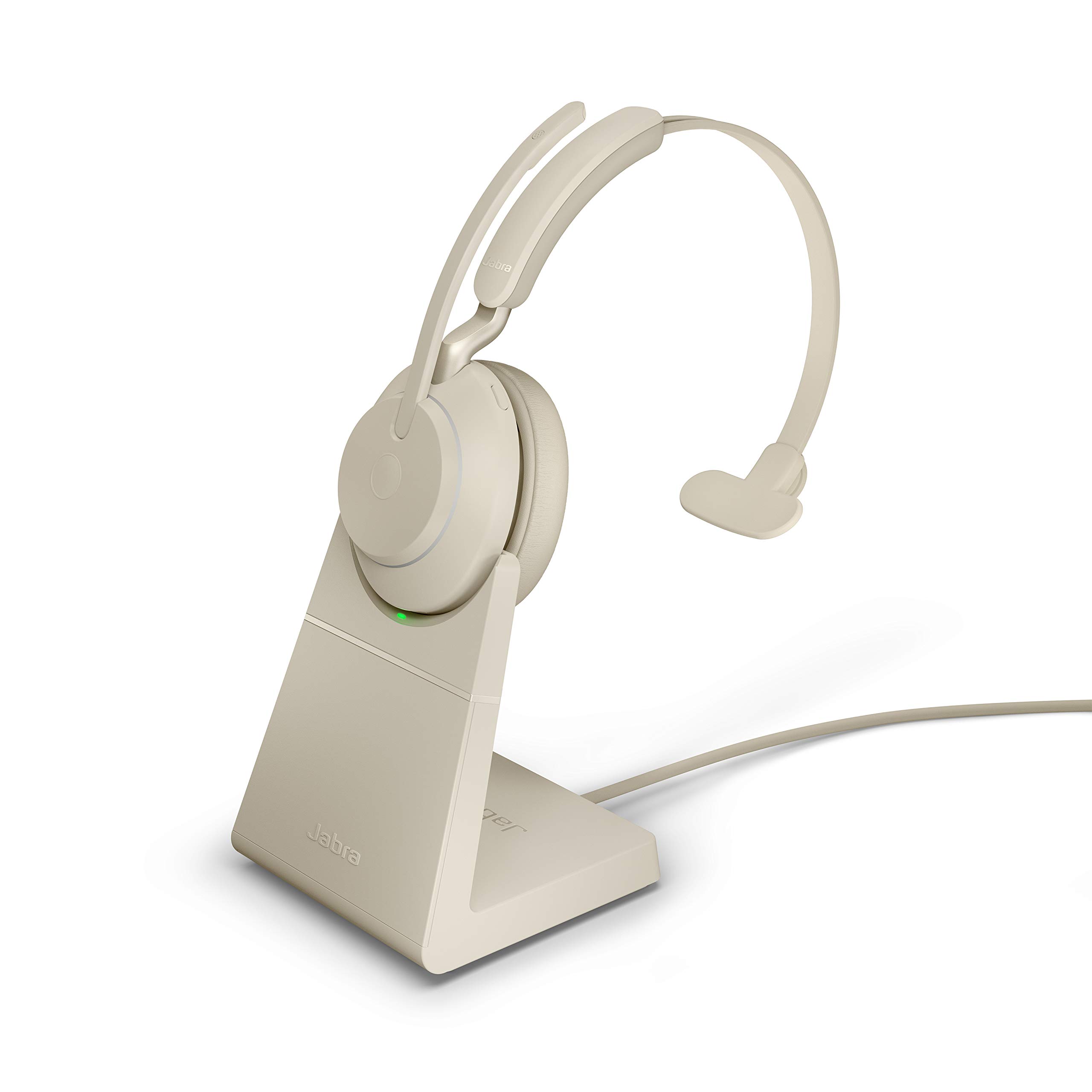 Jabra Evolve2 65 Wireless USB-C Mono Headset with Stand & Bluetooth Dongle - Compatible with Zoom, Webex, Skype, PC, Mac, Smartphones & Tablets - Ideal for Remote Work, Online Meetings & Call Centers (Model 26599-899-888)
