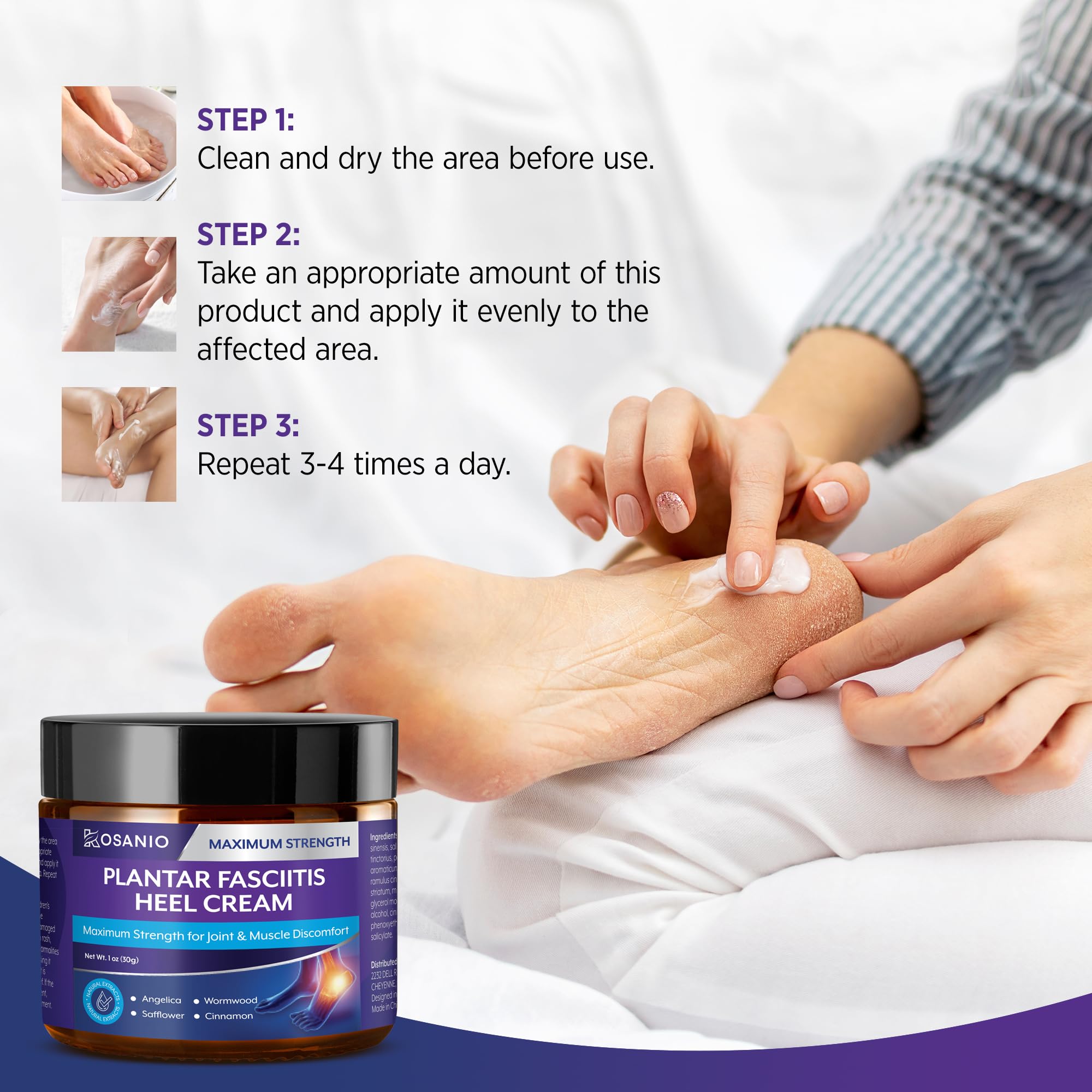 Plantar Fasciitis Relief Cream - Maximum Strength Foot Pain Treatment for Heel, Knee, Hands & Legs - Natural Herbal Formula for Plantar Fasciitis & Muscle Discomfort - 1oz - Perfect for Athletes, Runners & Active Lifestyles