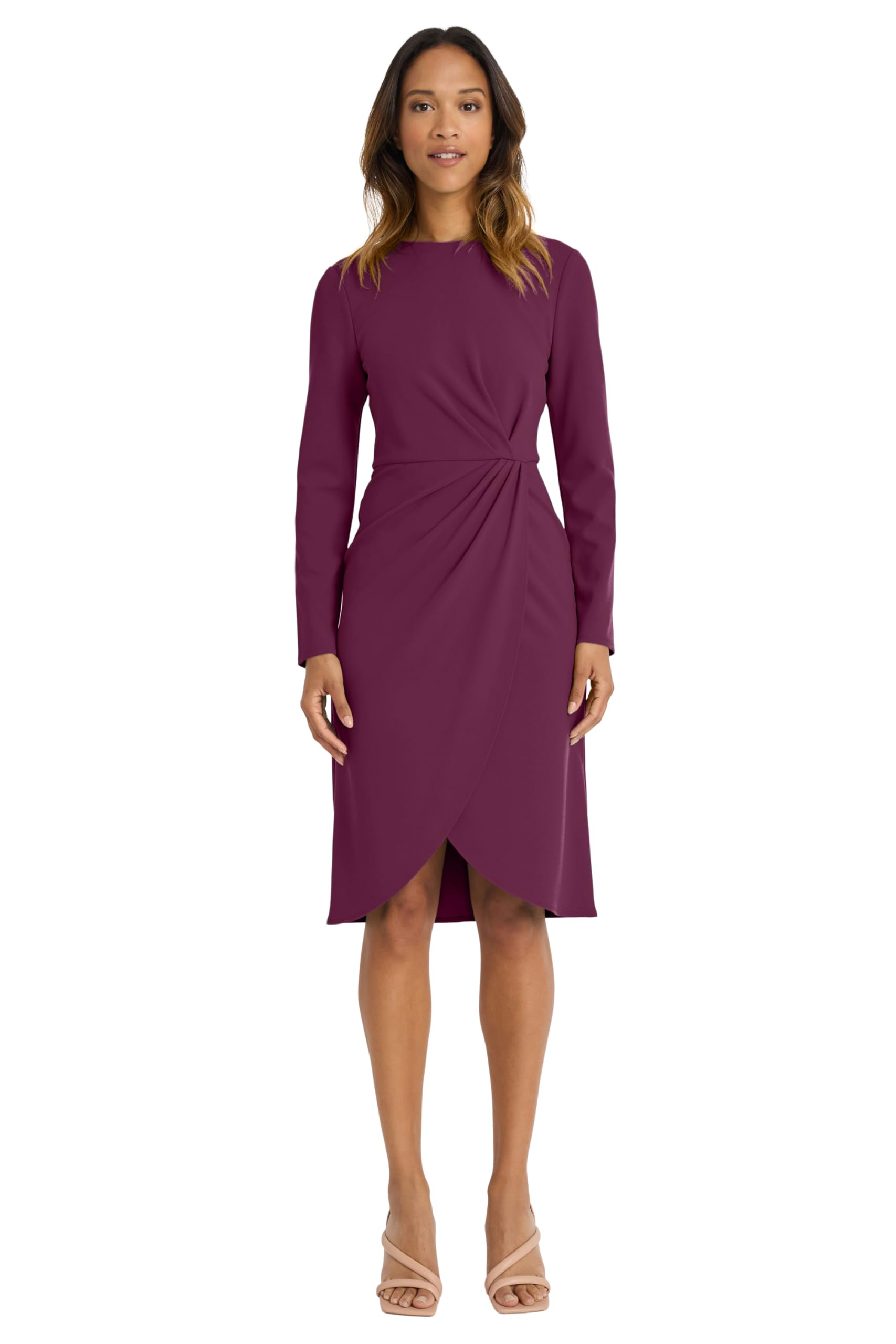 Maggy London Women's Long Sleeve Wrap Dress - Elegant Cocktail, Wedding Guest & Business Casual Work Dress for Valentine's Day, Office Parties & Special Occasions