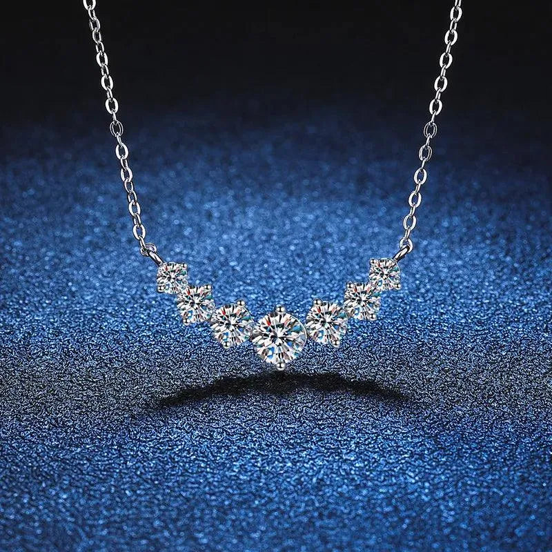 Stunning 925 Sterling Silver Moissanite Diamond Necklace for Women - White Gold Plated Pendant, Elegant Wedding & Evening Jewelry Gift