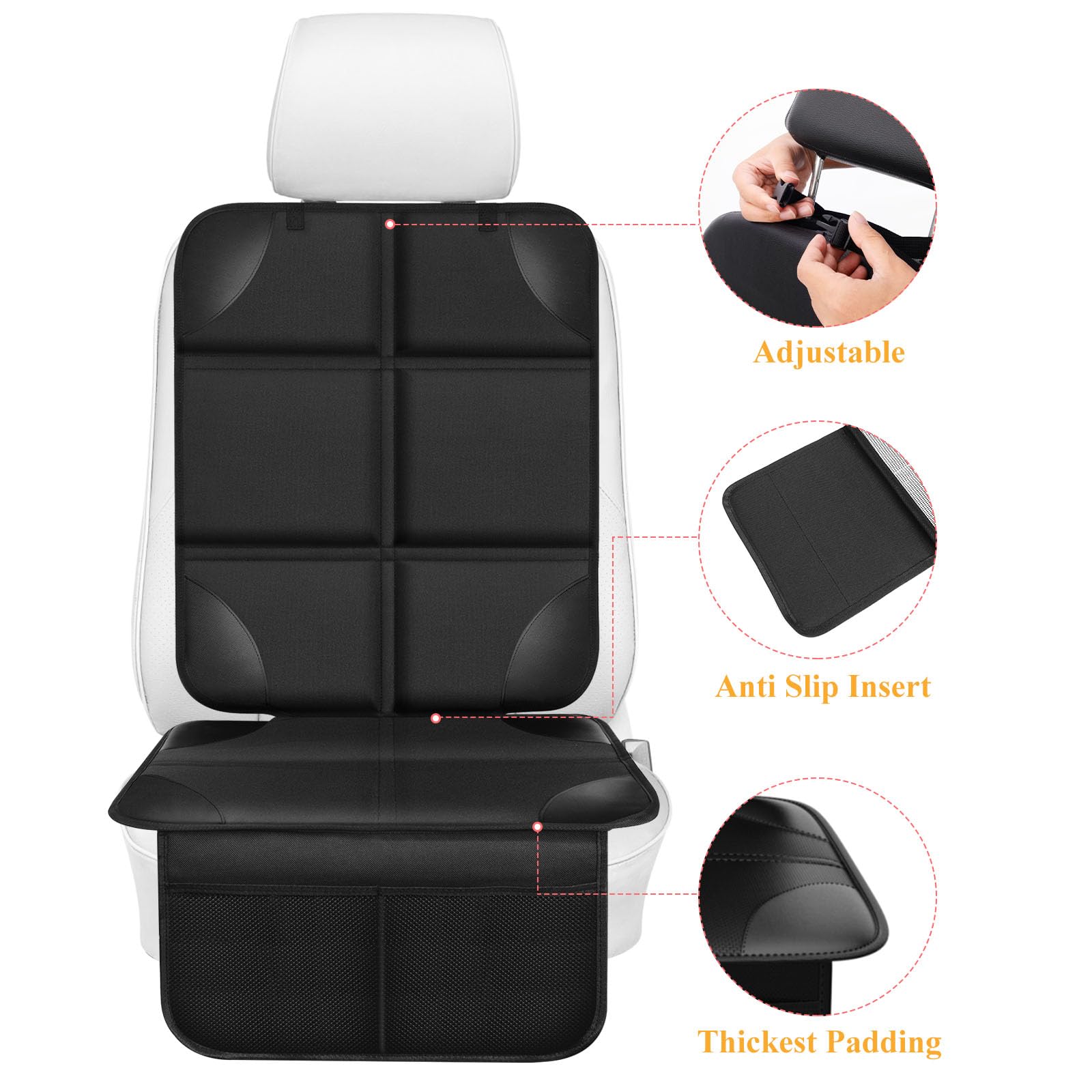 Premium Car Seat Protector for Baby - Thick Padding & Non-Slip Backing to Prevent Dents in Vehicles - Ideal for Sedans, SUVs, and Trucks - Perfect for Family Travel and Child Safety