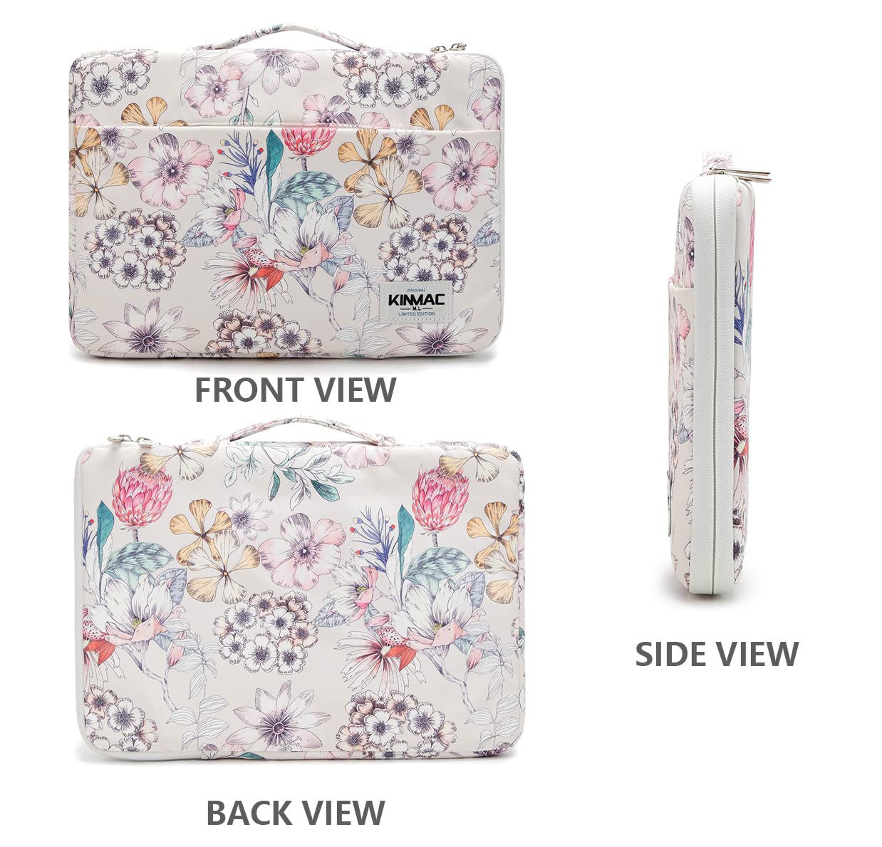 360° Padded Water-Resistant Laptop Sleeve Case with Handle - Compatible with MacBook Pro 13-inch, MacBook Air 13-inch, iPad Pro 11-inch & 12-13.3 inch Laptops - Floral Design for Work, School & Travel Protection