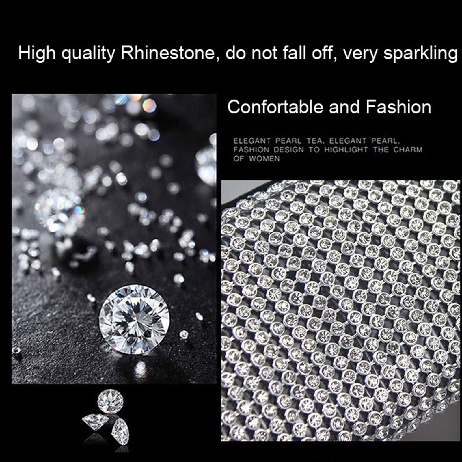 4PCS Crystal Car Door Handle Covers - Bling Bling Auto Safety Protector for Women (White) - Luxury Car Decor Accessories