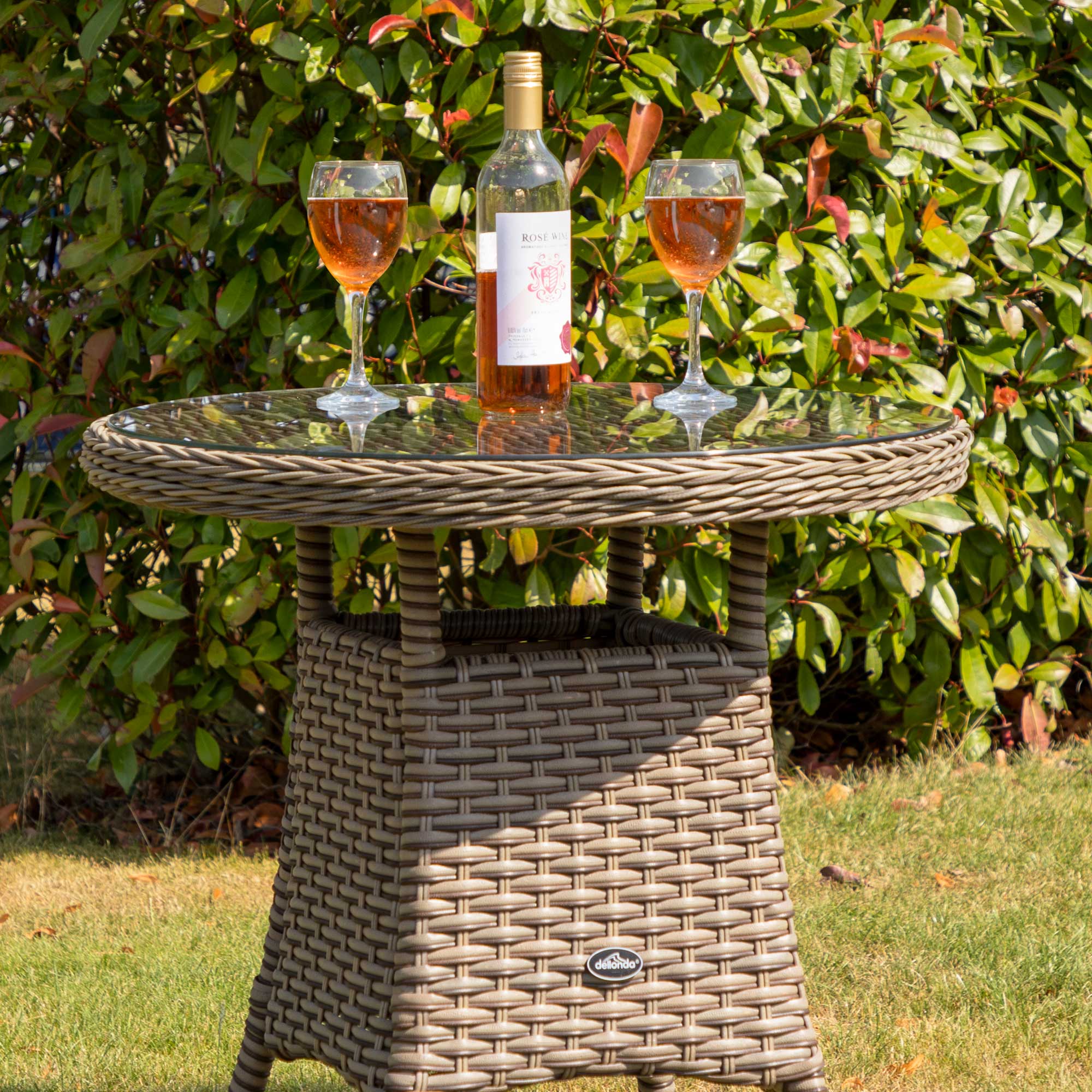 Chester 3-Piece Brown Rattan Wicker Outdoor Dining Set with Tempered Glass Table Top - Patio, Garden, Backyard Furniture for Dining & Entertaining
