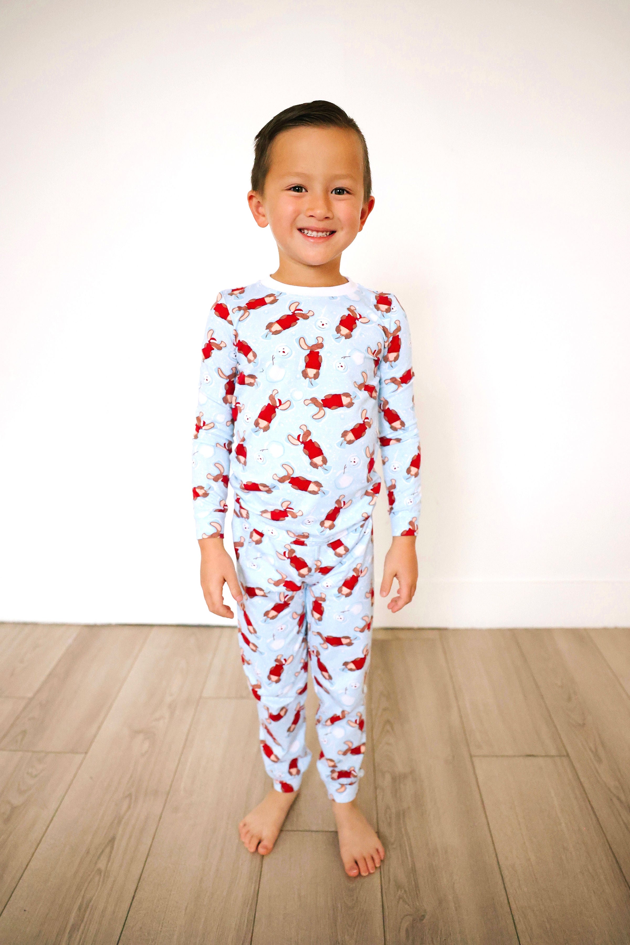 Santa Pup Boys' Christmas Pajama Set - Full Length Pajamas for Kids Holiday Family Photos & Cozy Winter Nights