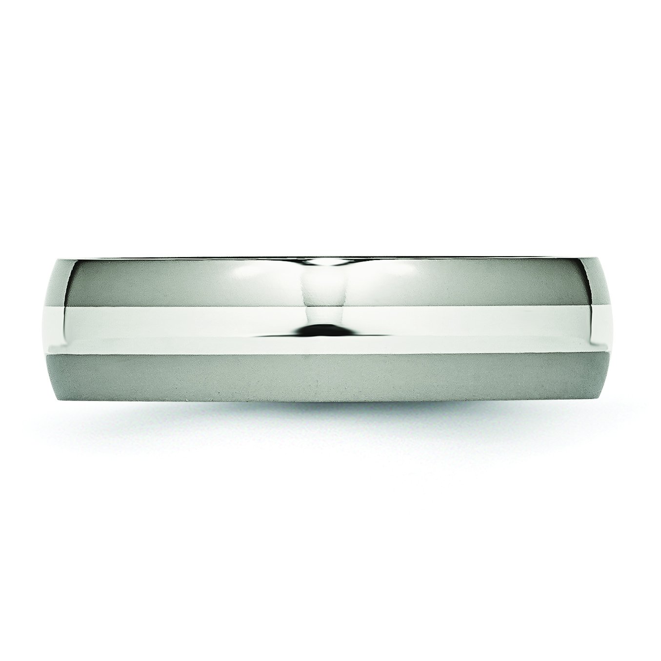 6mm Polished Titanium & Sterling Silver Wedding Band Ring for Men - Perfect for Engagement, Anniversary, and Formal Occasions